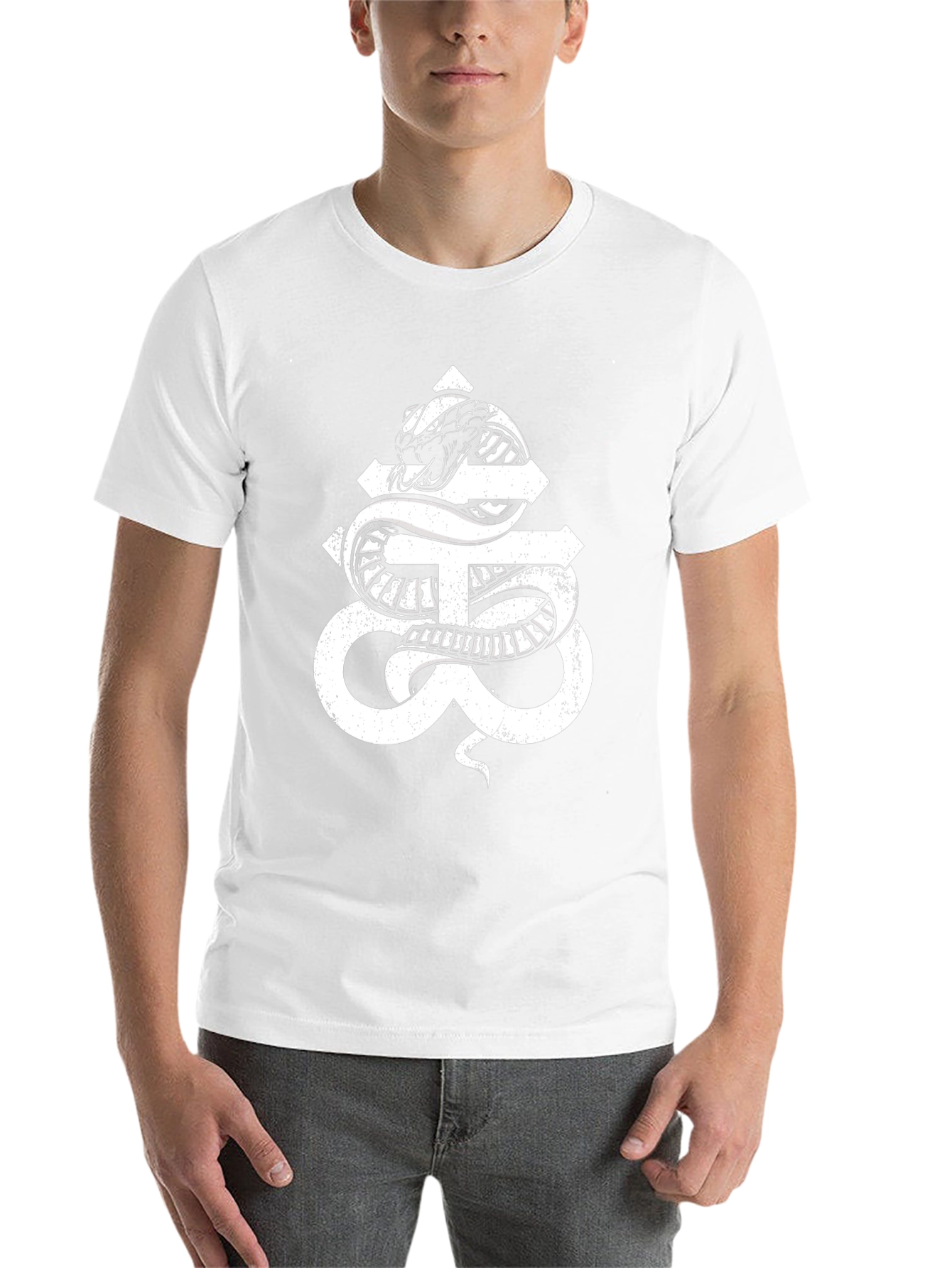 Snake Cross Graphic Black T-Shirt