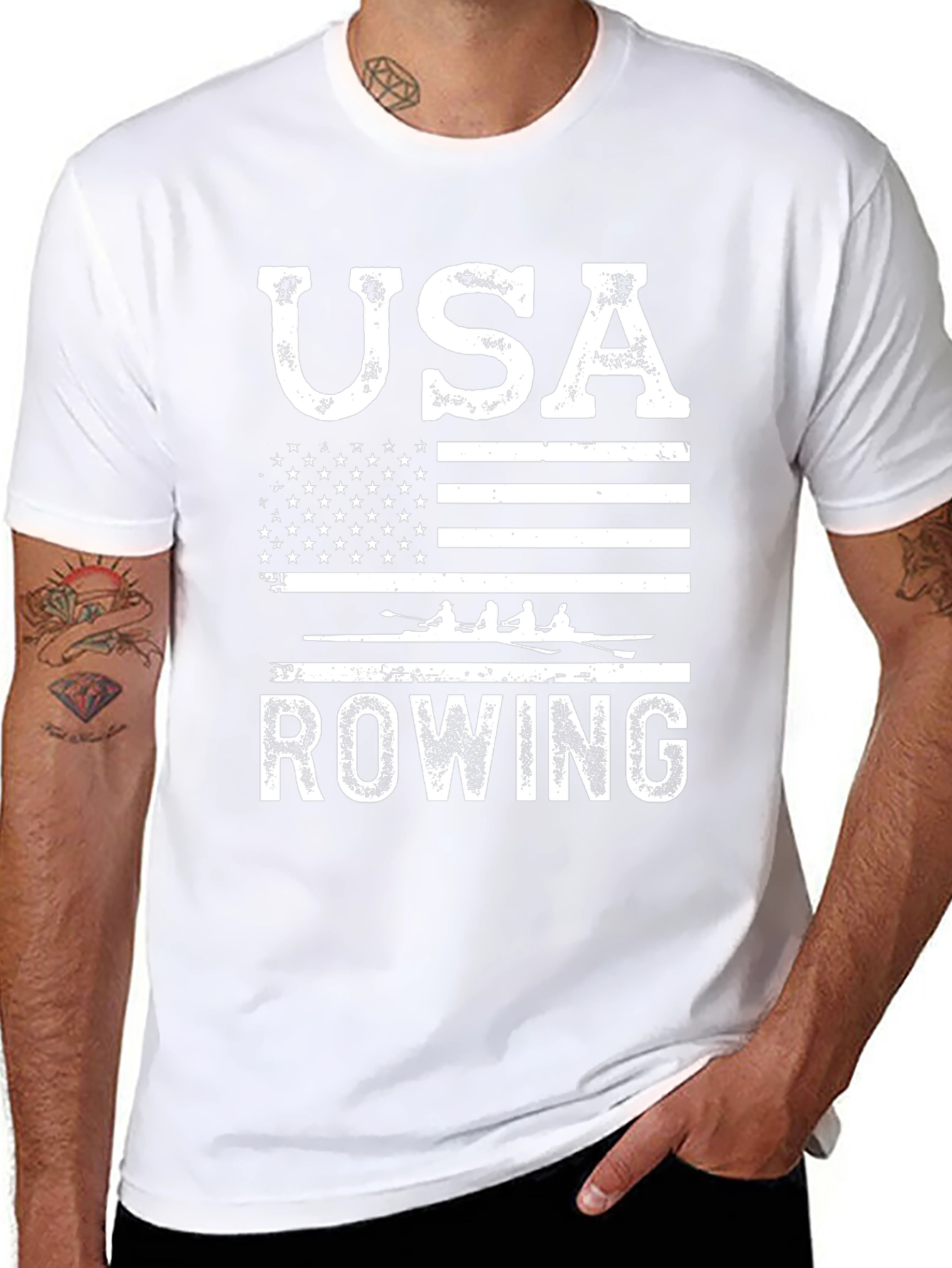 USA Rowing T-Shirt - American Flag Design