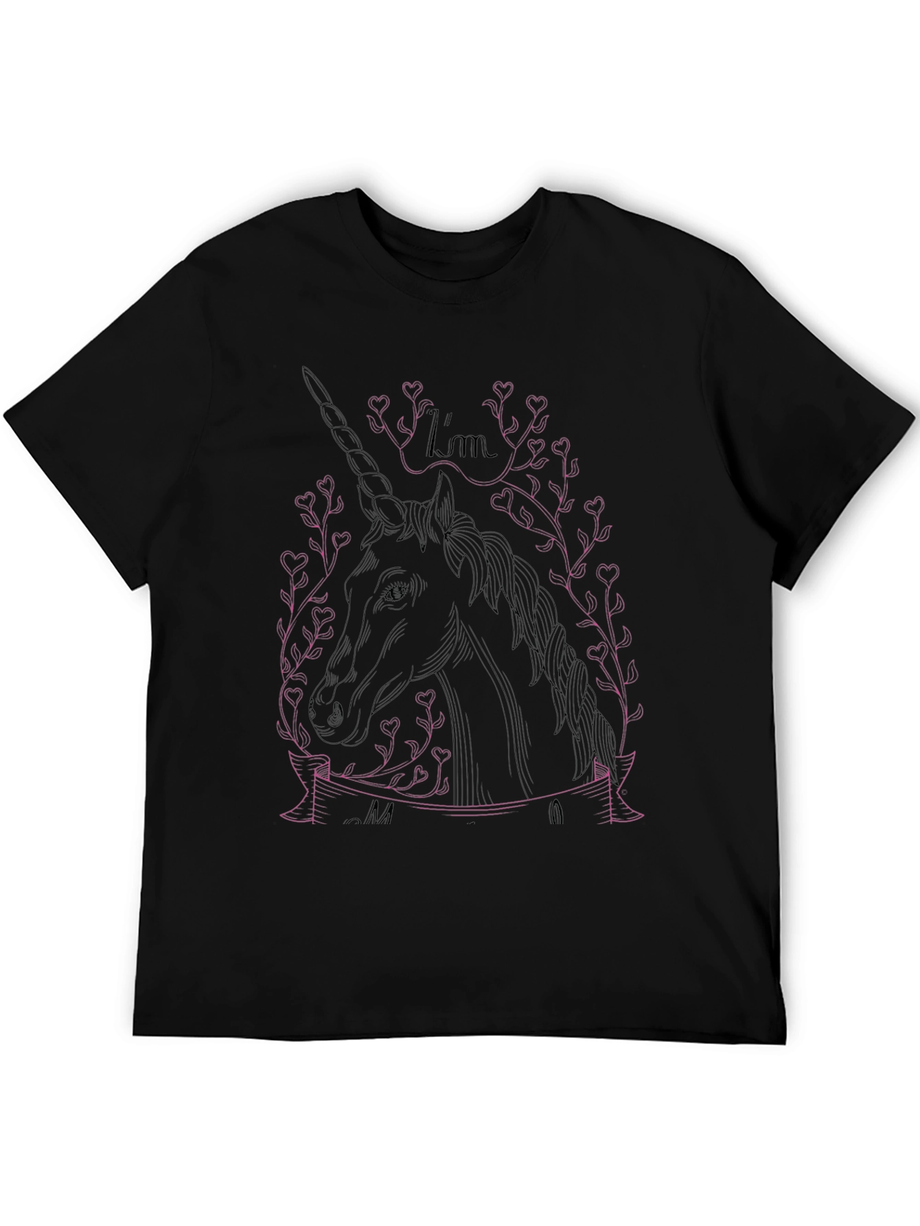 Unicorn Heart Vine Graphic Tee - Black