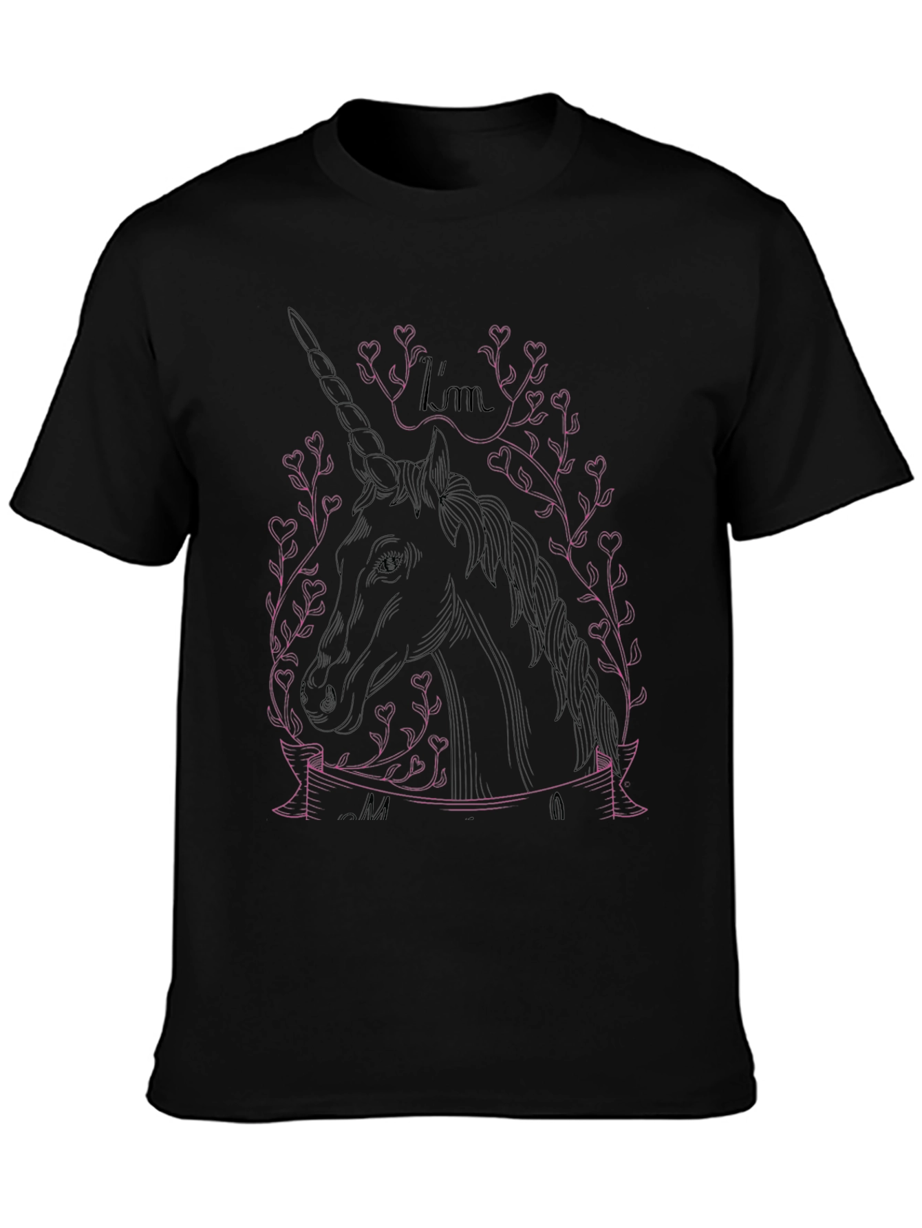 Unicorn Heart Vine Graphic Tee - Black