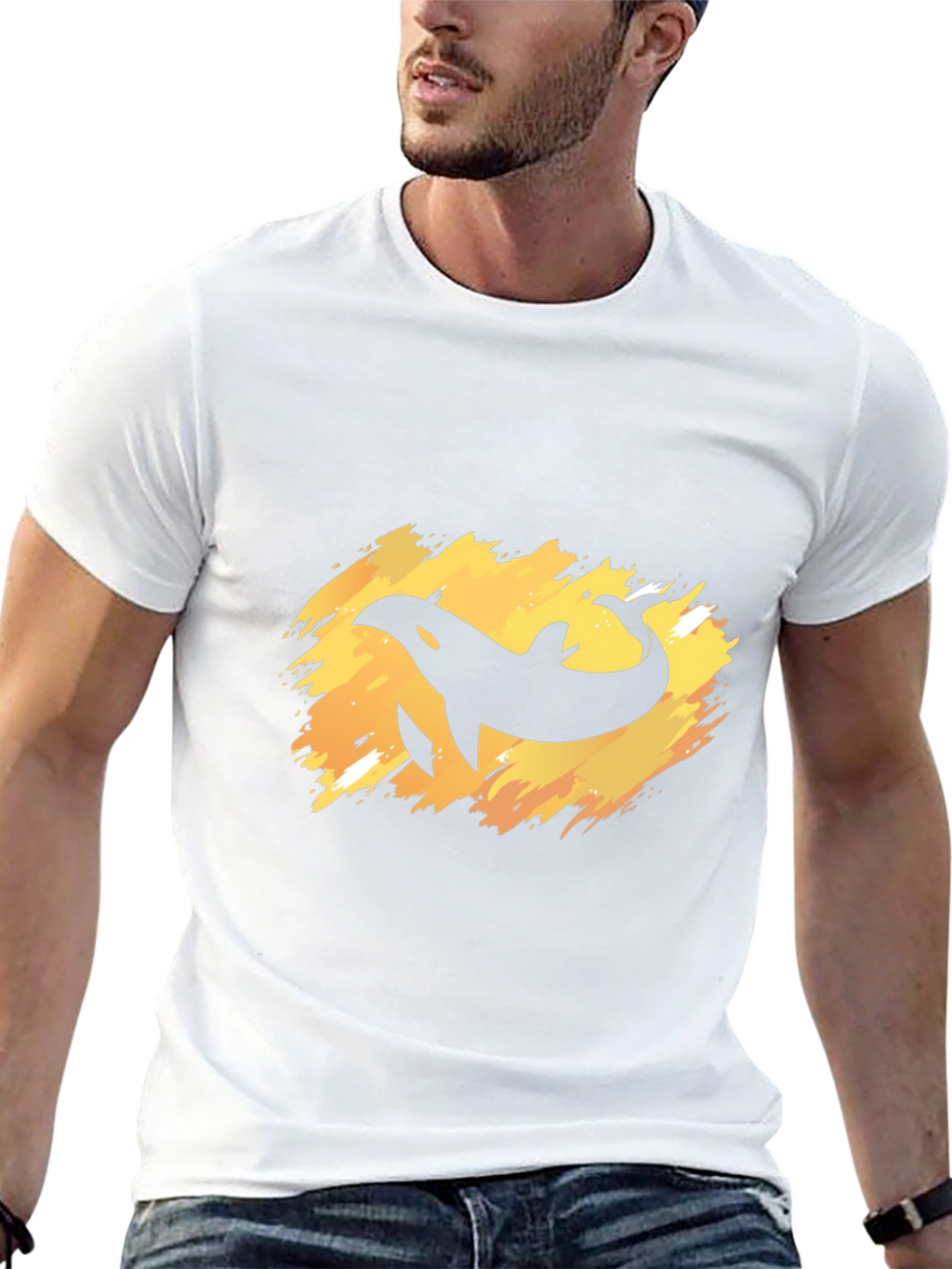 Orca Whale Graphic Tee - Black Cotton T-Shirt