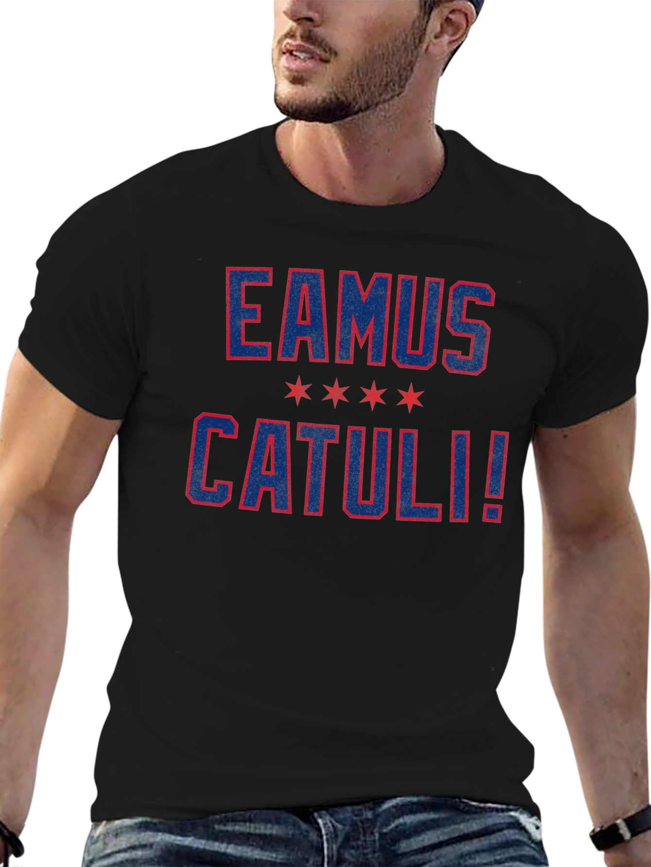 Eamus Catuli! Graphic Print Black T-Shirt