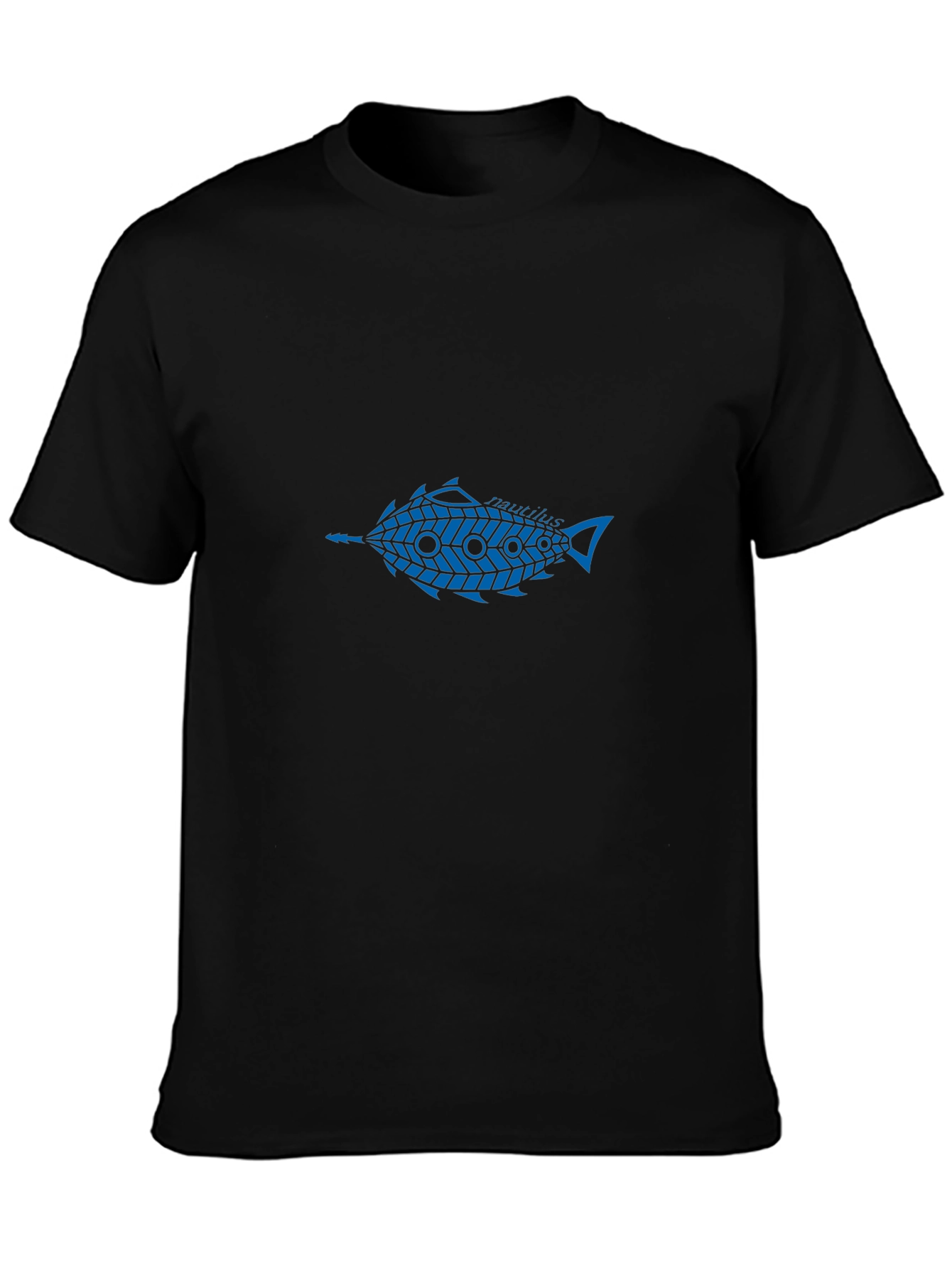 Blue Fish Graphic Black T-Shirt