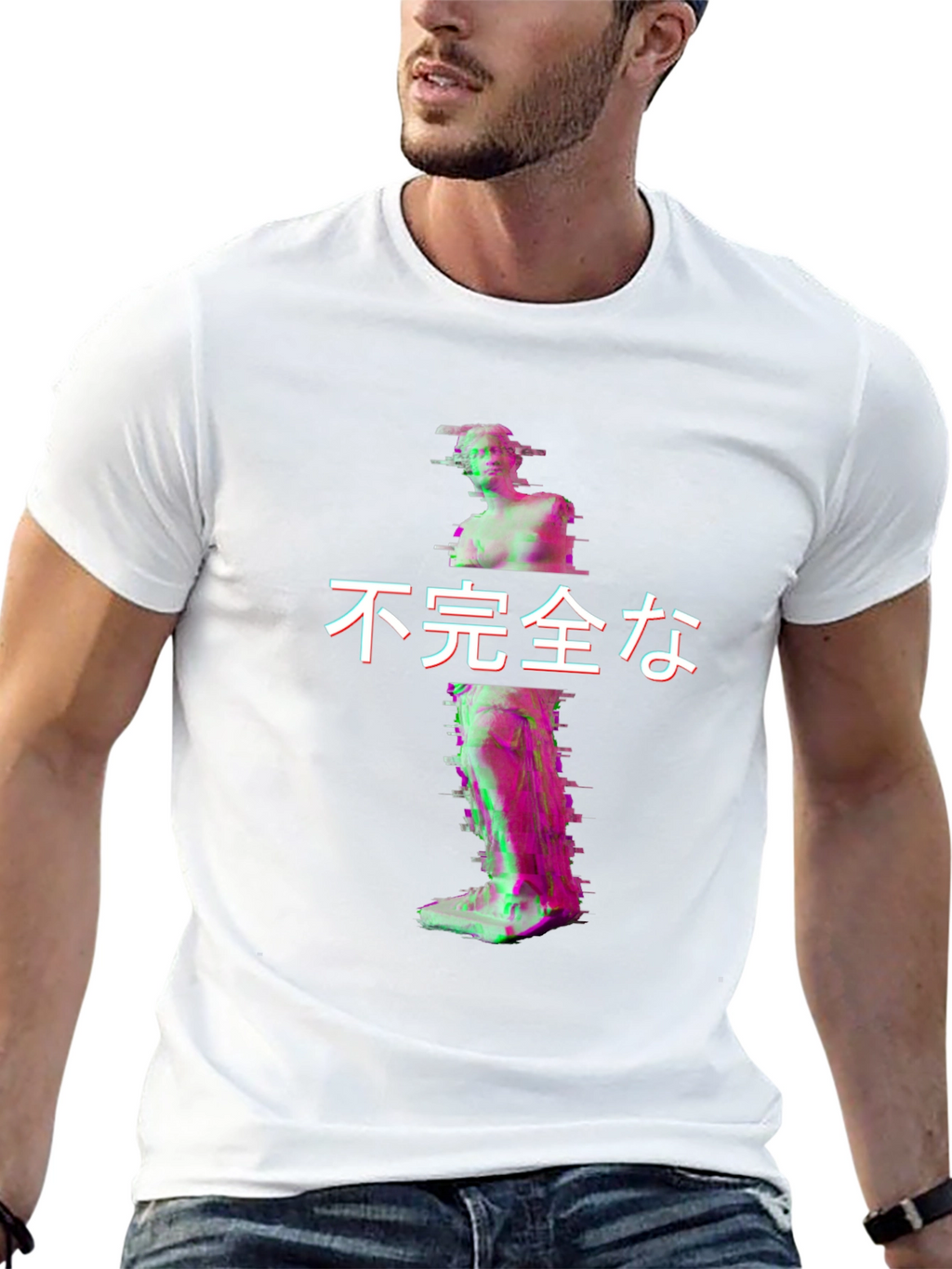Glitch Art Statue T-Shirt - Imperfect Aesthetic Tee