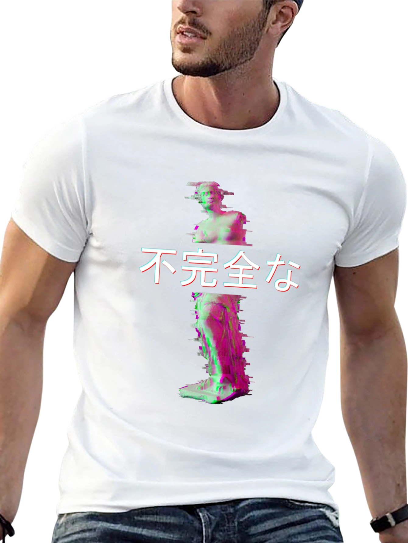 Glitch Art Statue T-Shirt - Imperfect Aesthetic Tee