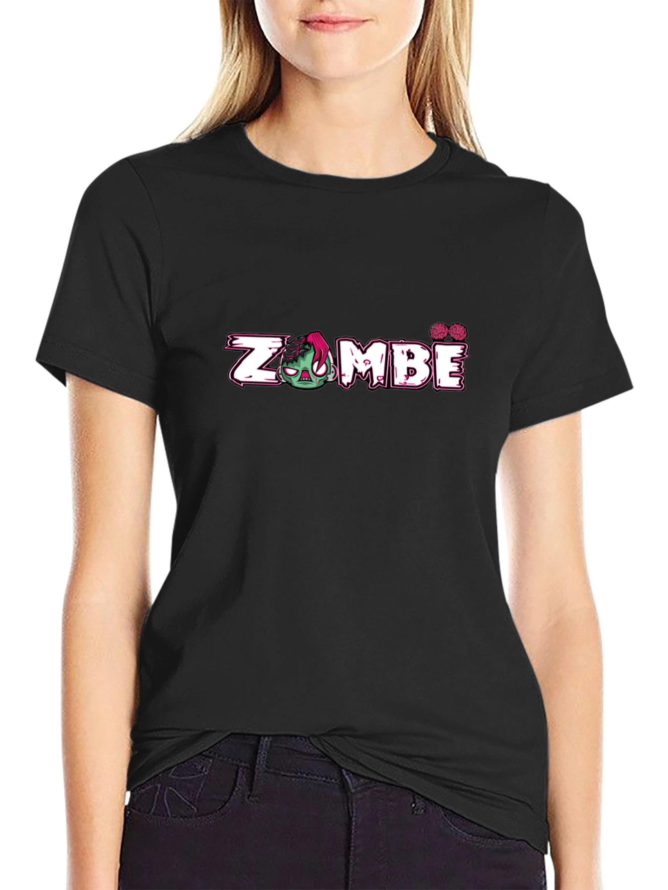 Zombie Graphic Print Black T-Shirt