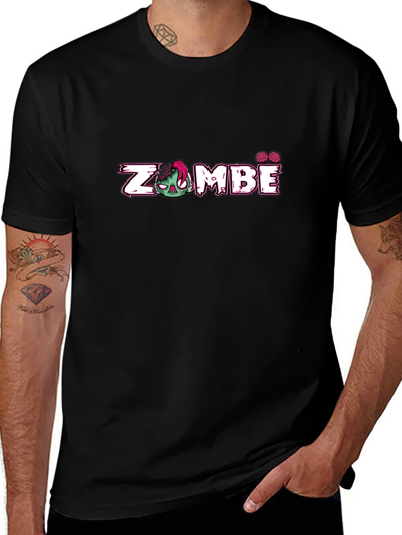 Zombie Graphic Print Black T-Shirt