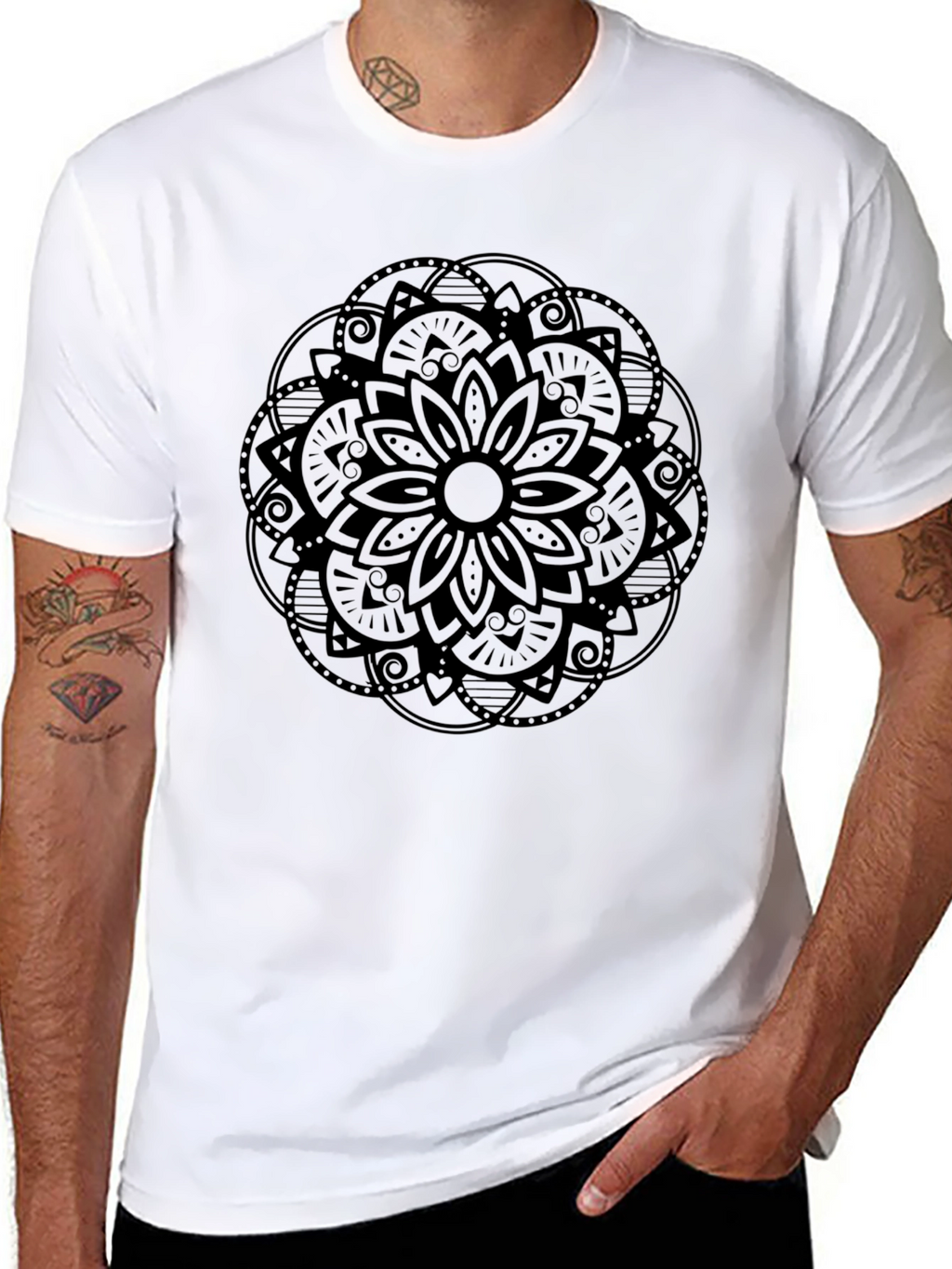 Black Mandala Graphic Tee - Stylish and Comfortable
