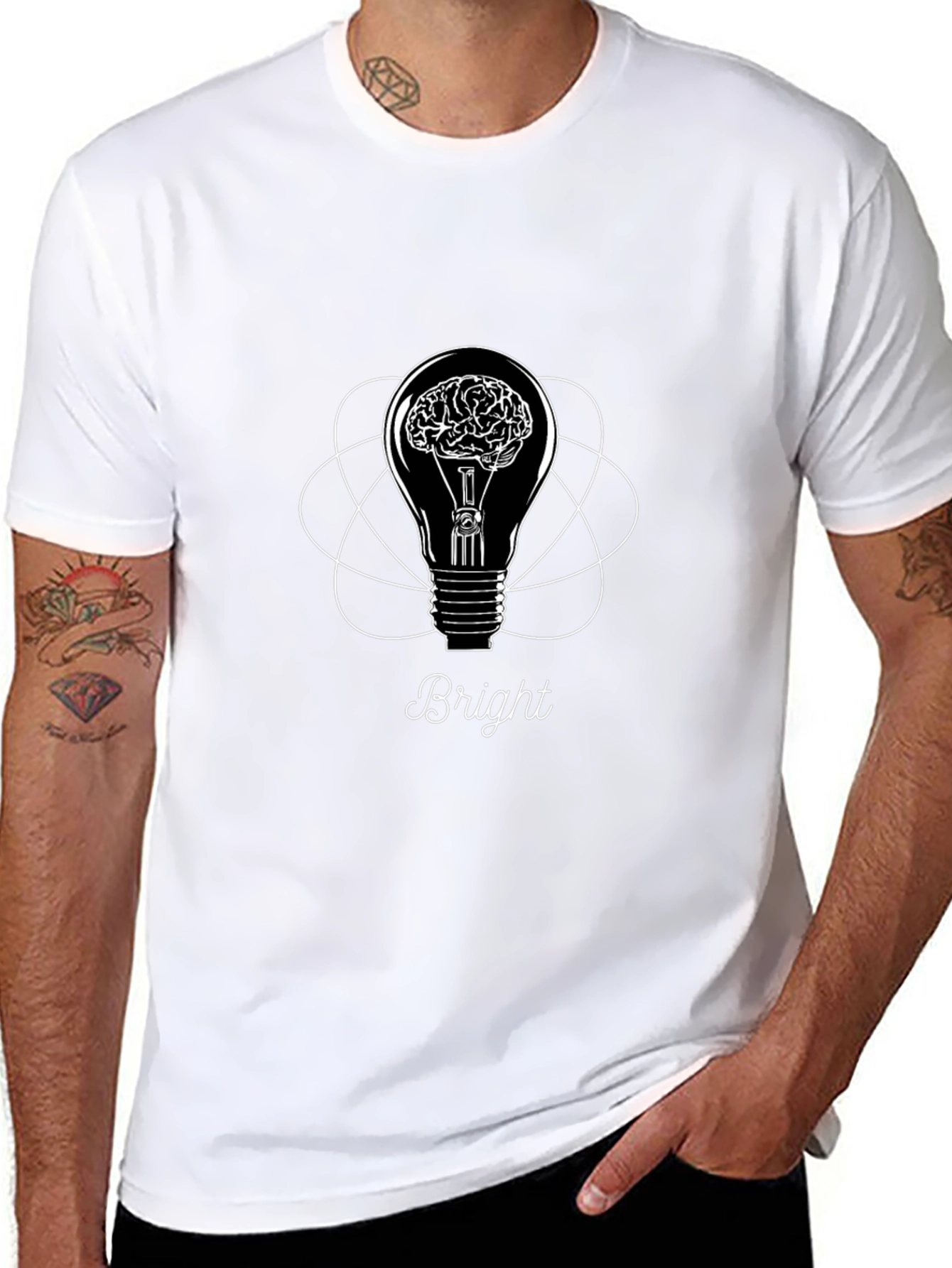 Bright Idea Graphic T-Shirt - Brain Lightbulb Design