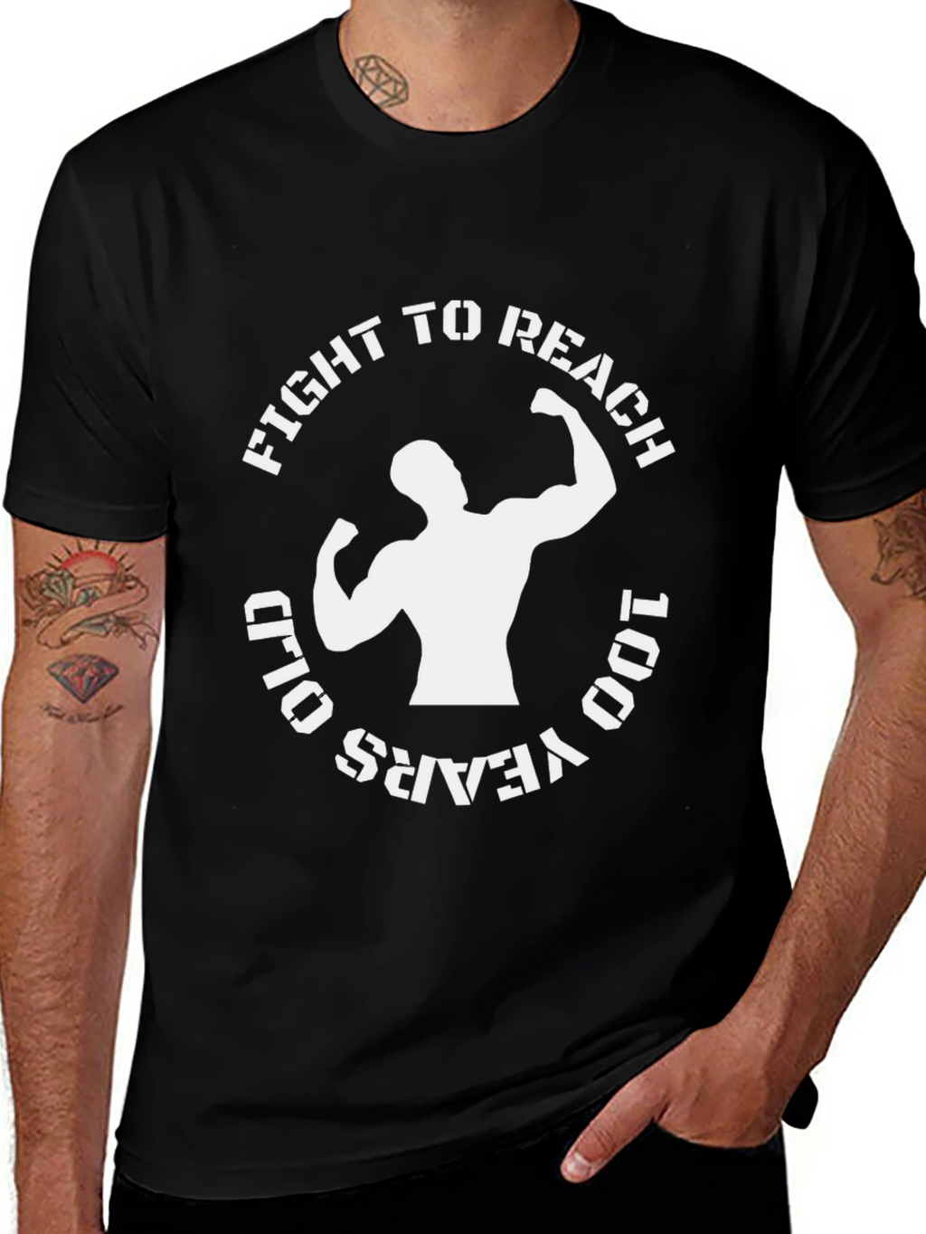 Fight to Reach 100 Years Old Black T-Shirt