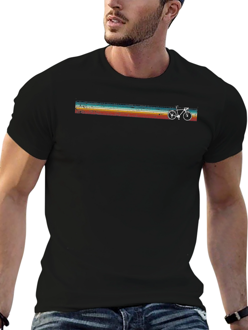 Retro Bike Stripes Graphic T-Shirt