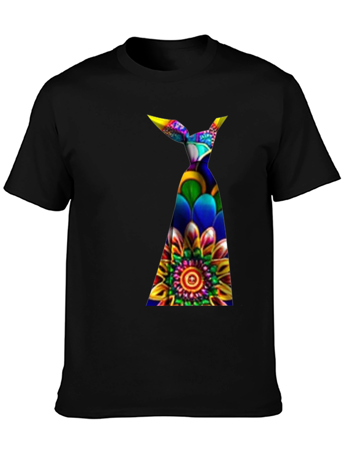 Funky Floral Tie Dye Graphic Tee - Black
