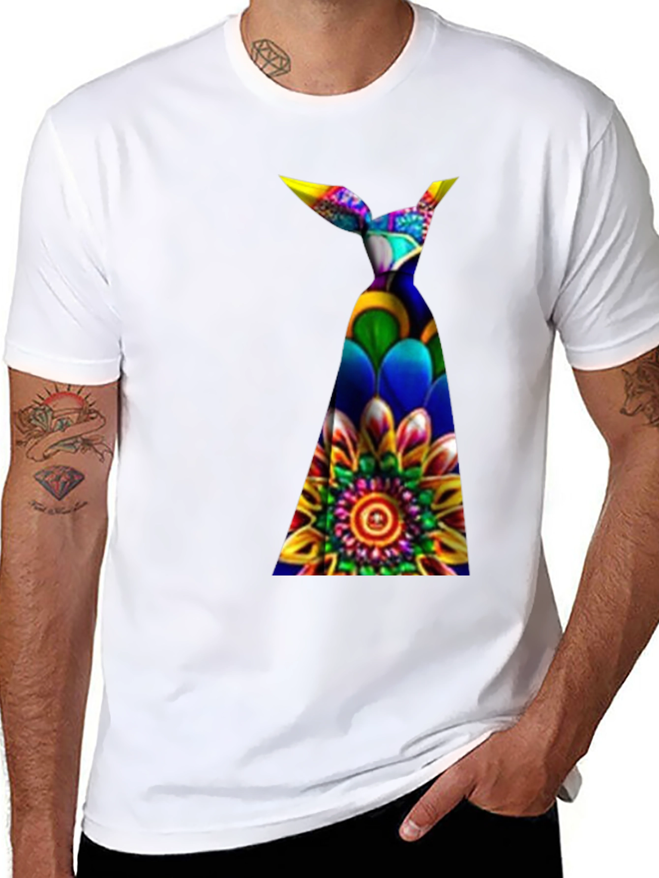 Funky Floral Tie Dye Graphic Tee - Black