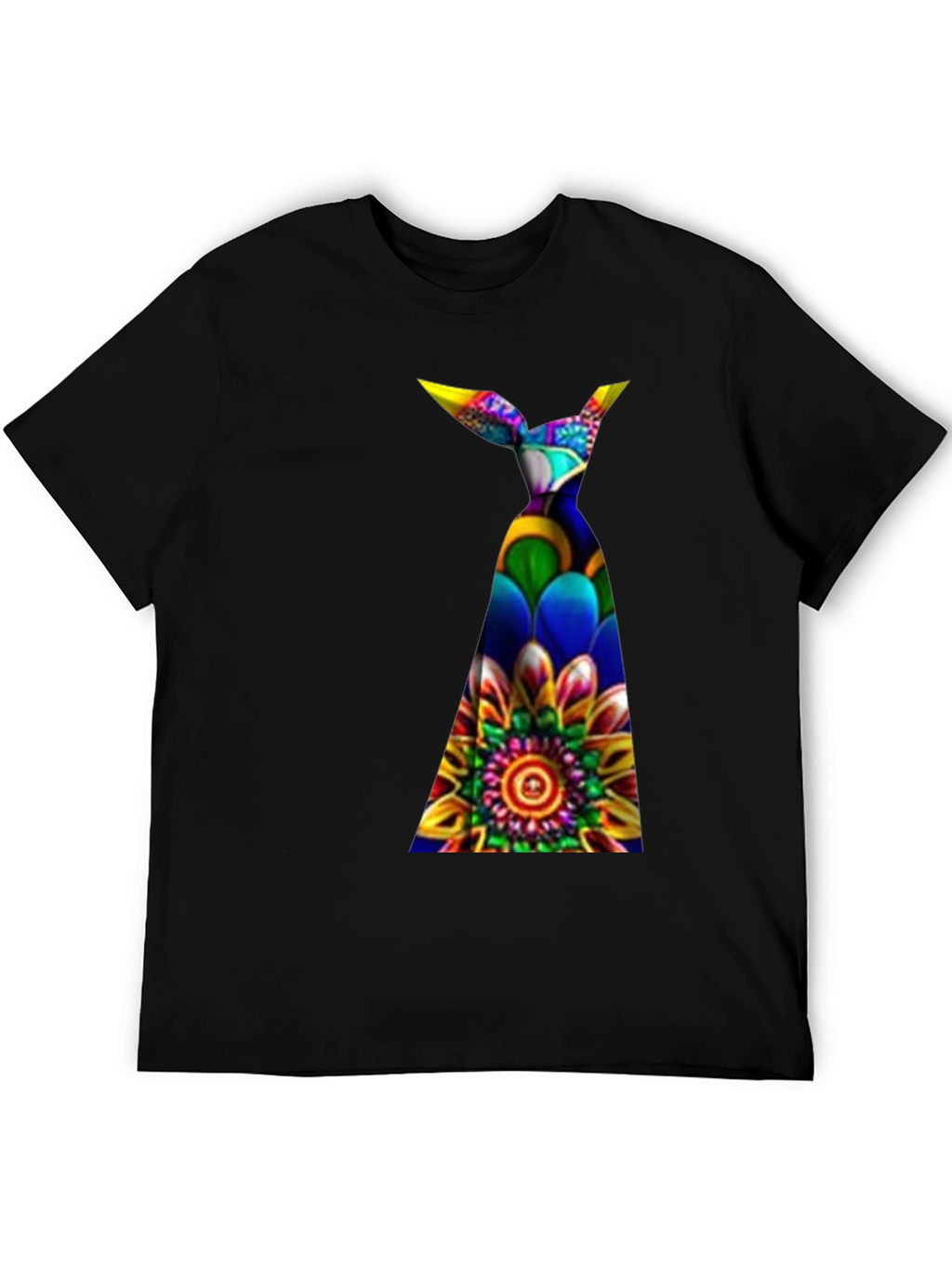Funky Floral Tie Dye Graphic Tee - Black