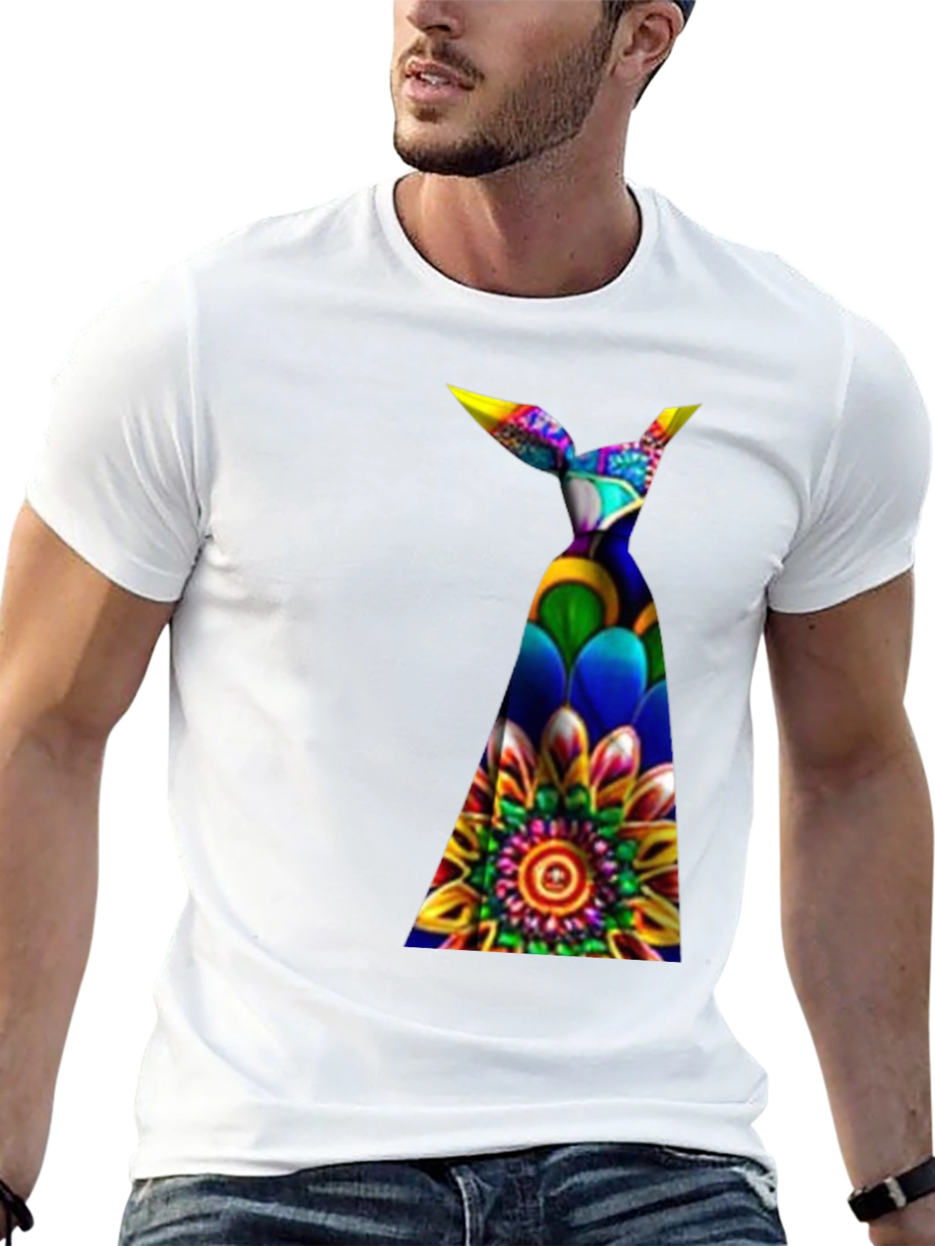 Funky Floral Tie Dye Graphic Tee - Black