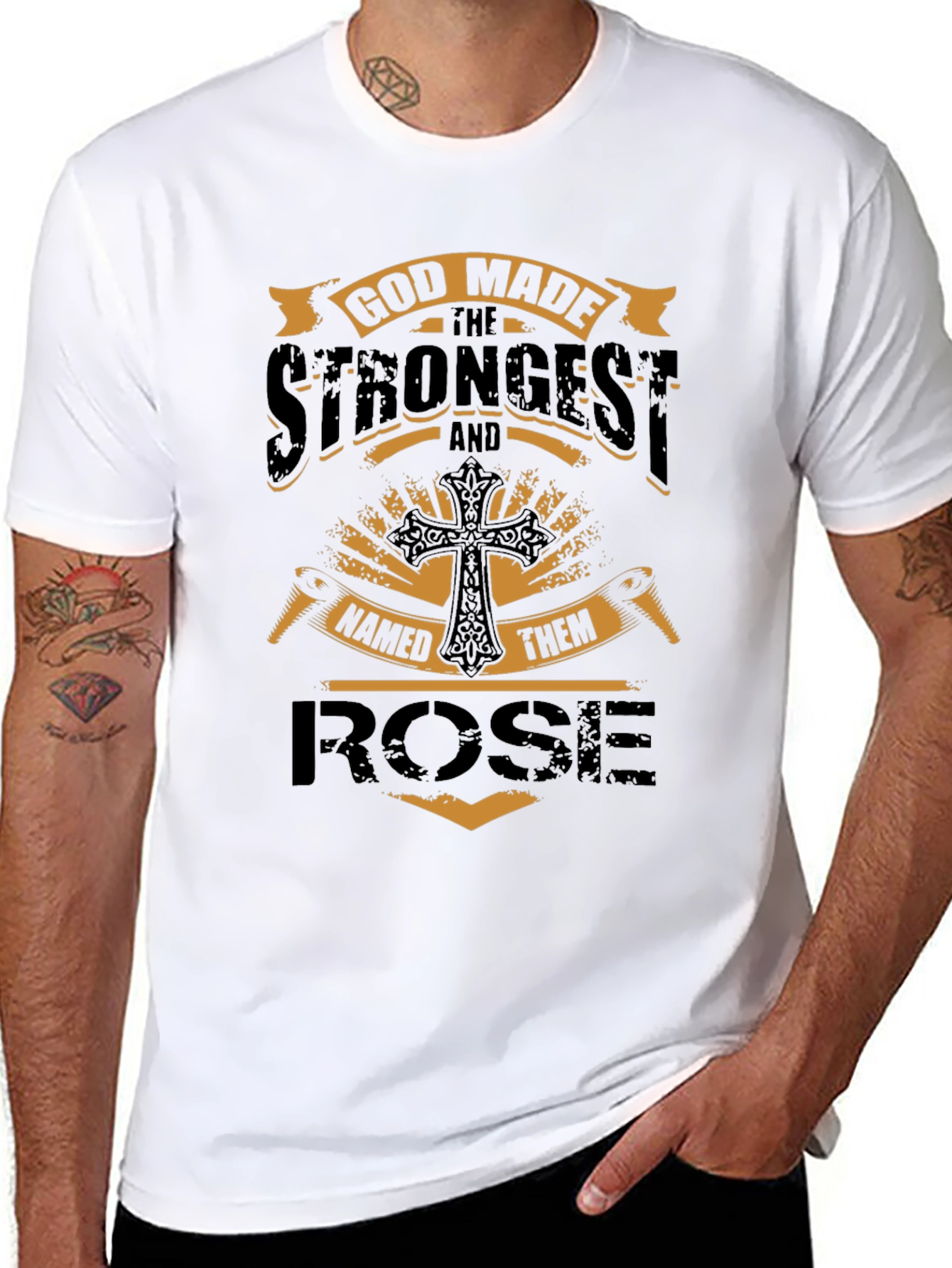 God Made the Strongest Rose Black T-Shirt
