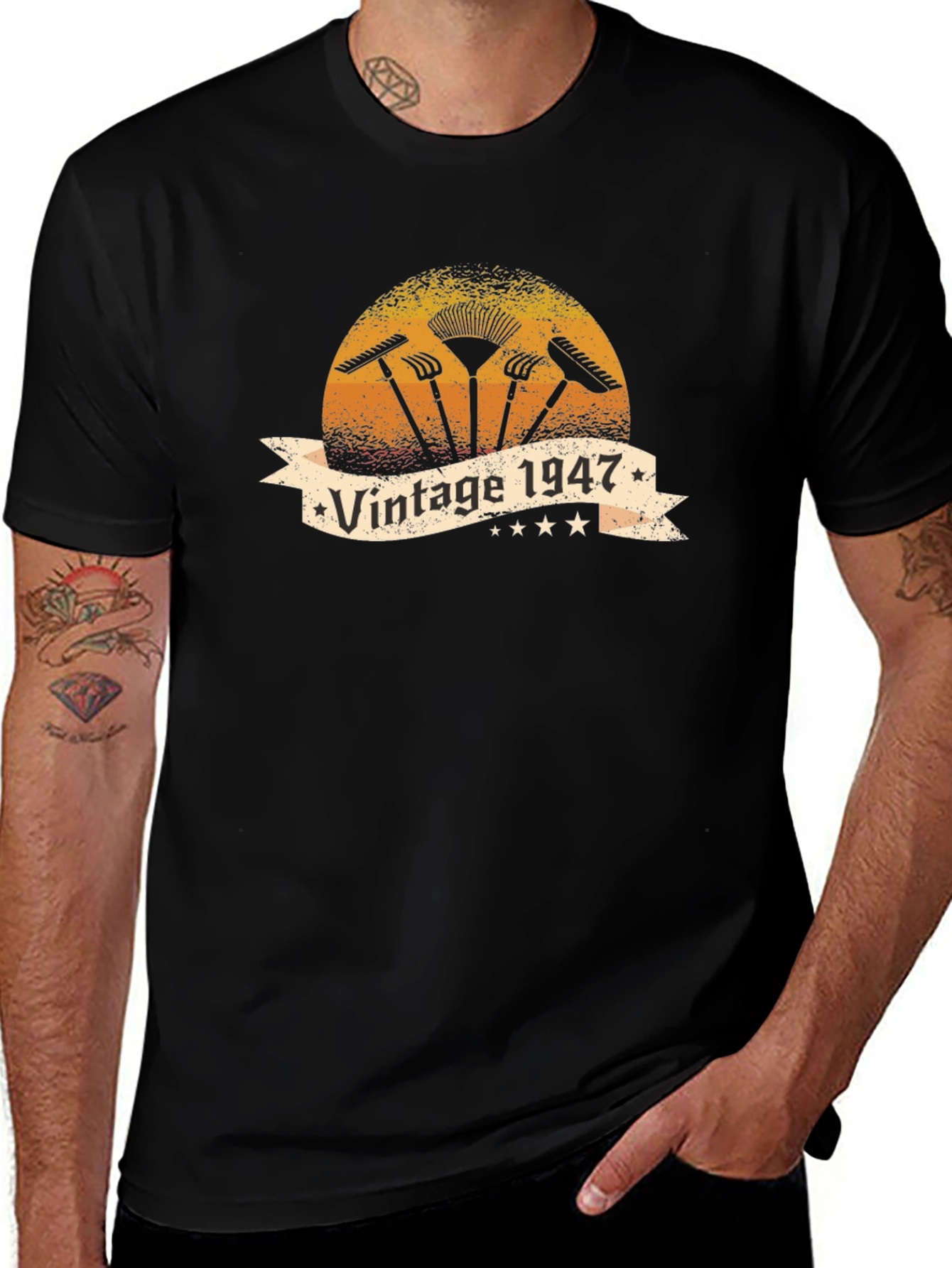 Vintage 1947 Gardening T-Shirt - Black