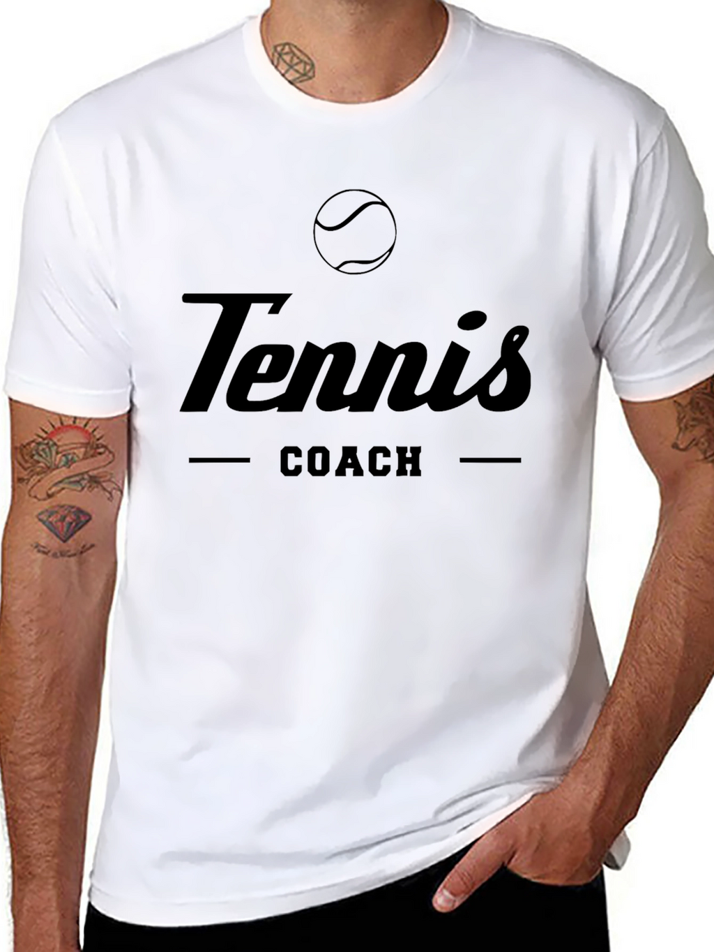 Tennis Coach Graphic Tee - Black Cotton T-Shirt