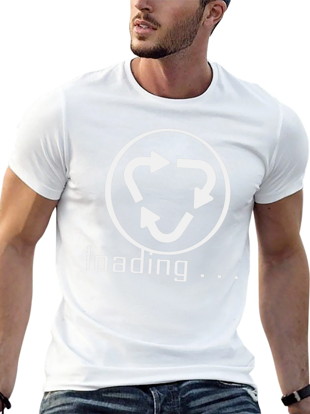 Loading Recycle Symbol Graphic Tee - Black Cotton T-Shirt