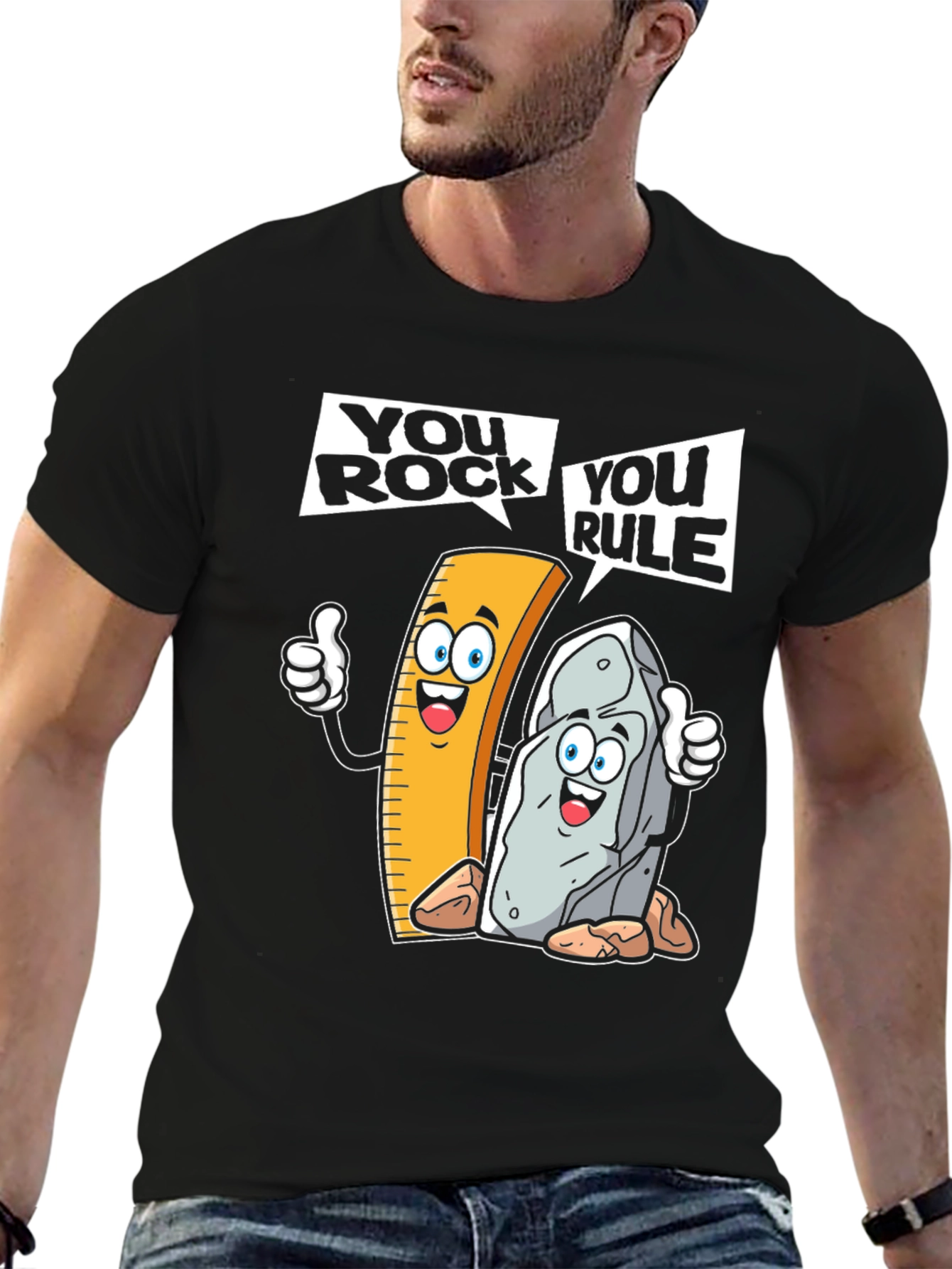 You Rock You Rule T-Shirt Funny Cartoon Pun Shirt