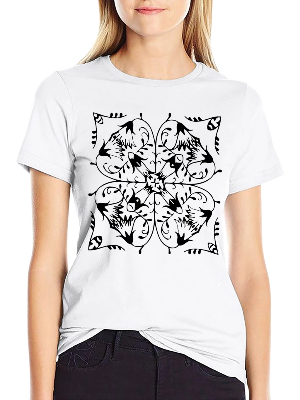 Floral Mandala Graphic Tee - Mens Black T-Shirt