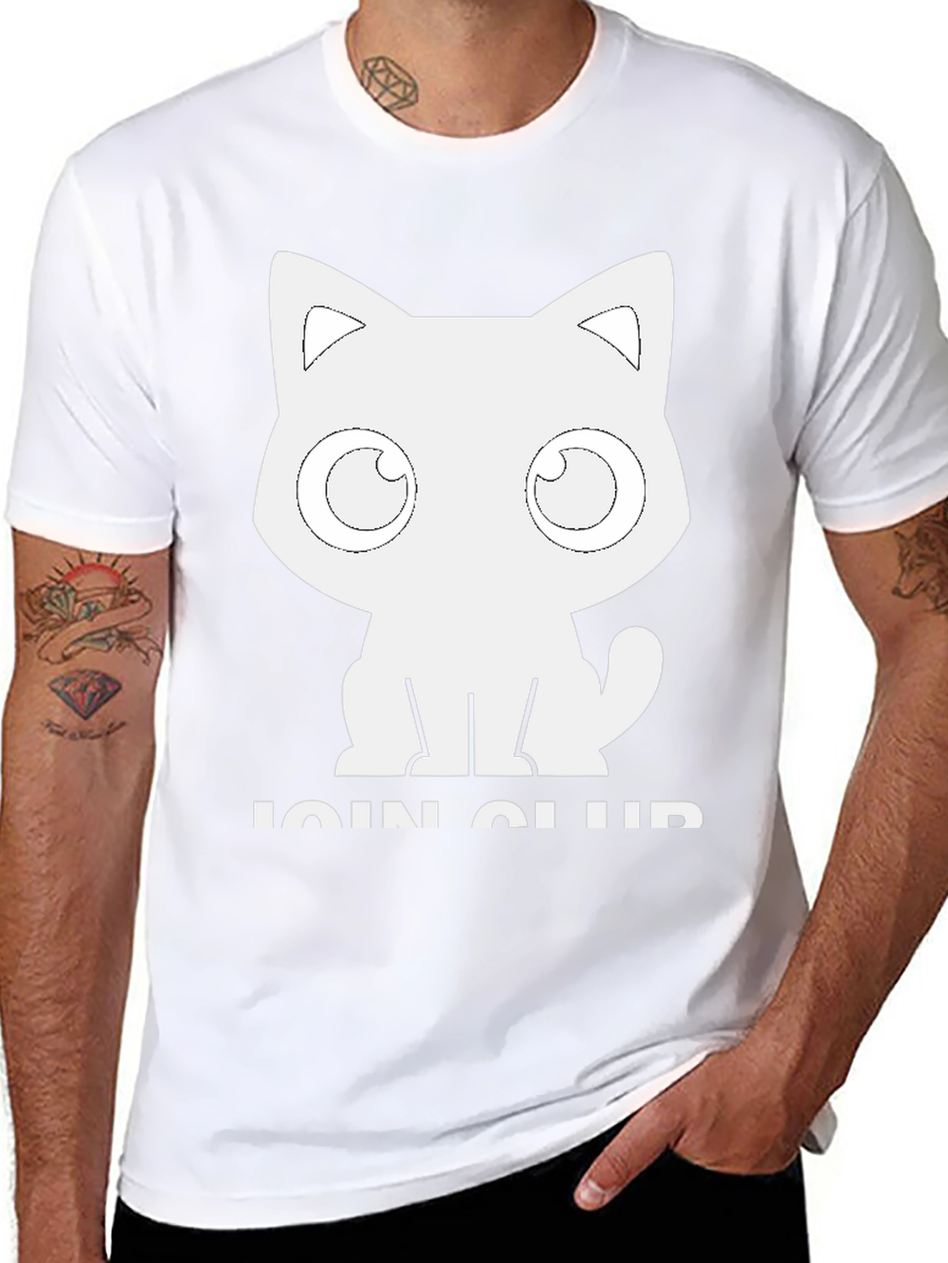 Cute Cat Club T-Shirt - Black Cotton Graphic Tee
