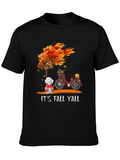 Fall Yall T-Shirt: Autumn Tree Dog & Bike Design