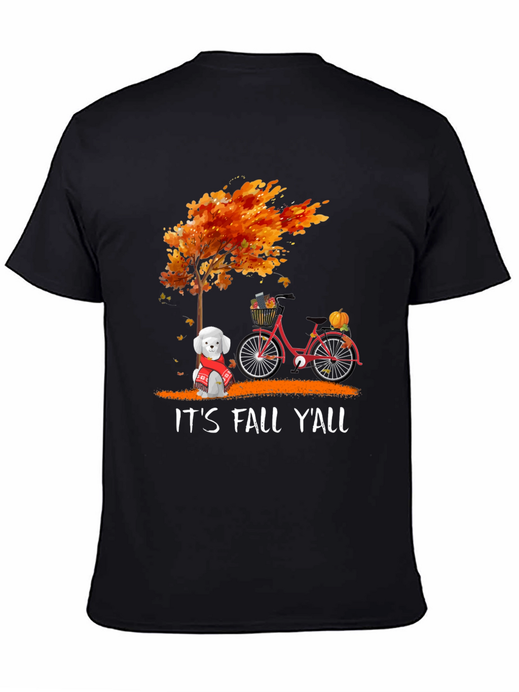 Fall Yall T-Shirt: Autumn Tree Dog & Bike Design
