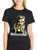 Viking Warrior Portrait Graphic T-Shirt - Black
