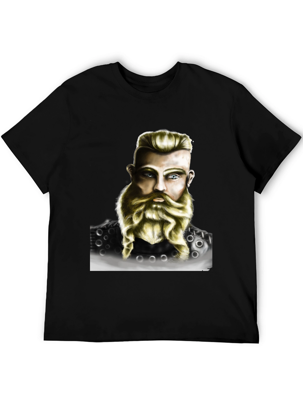 Viking Warrior Portrait Graphic T-Shirt - Black