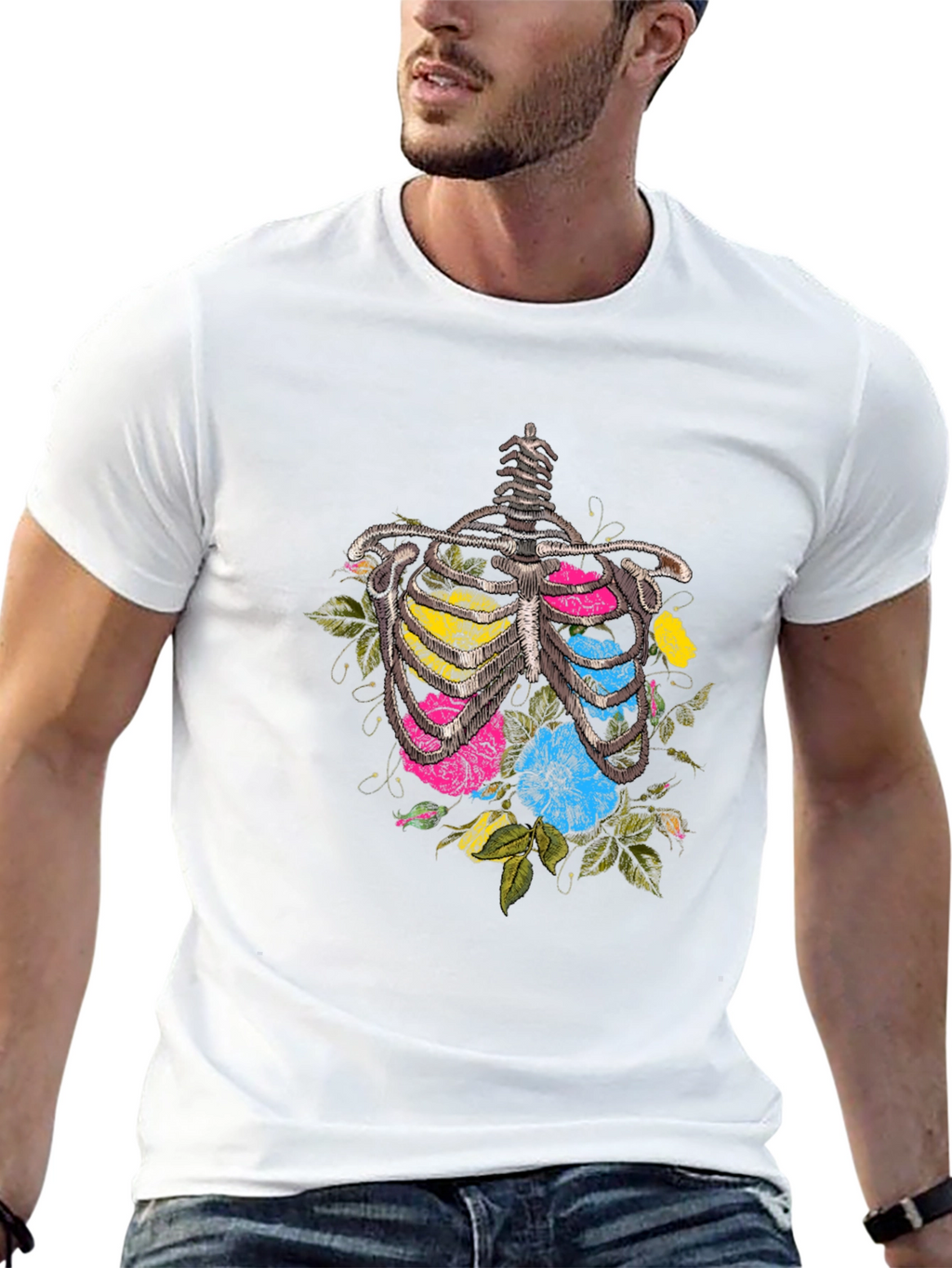 Floral Ribcage Graphic T-Shirt - Unique Anatomy Tee