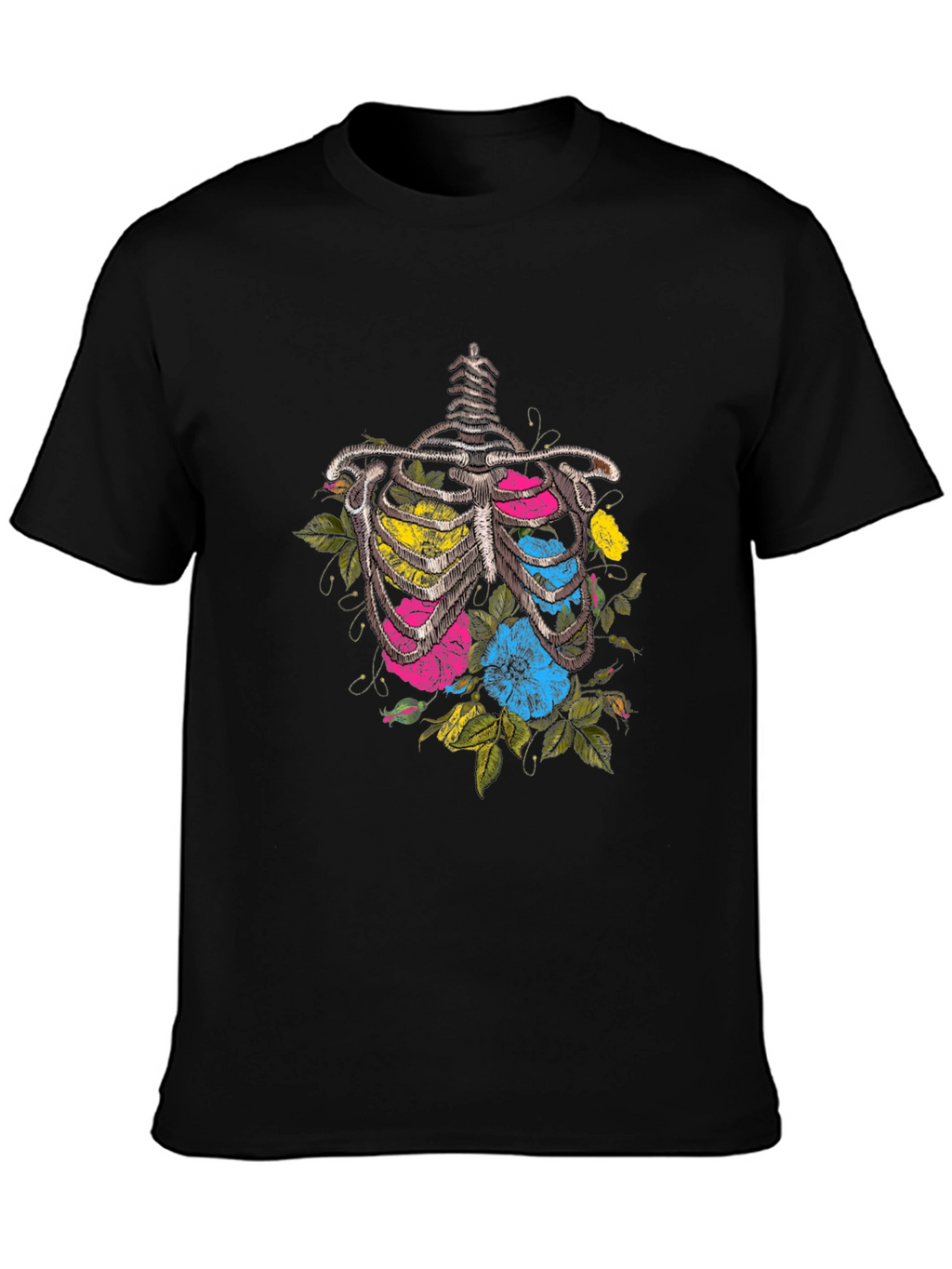 Floral Ribcage Graphic T-Shirt - Unique Anatomy Tee