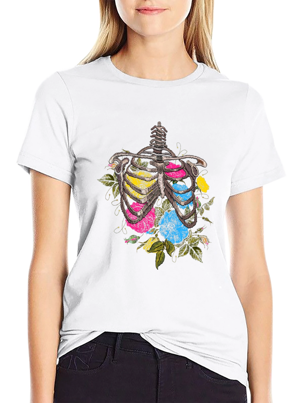 Floral Ribcage Graphic T-Shirt - Unique Anatomy Tee