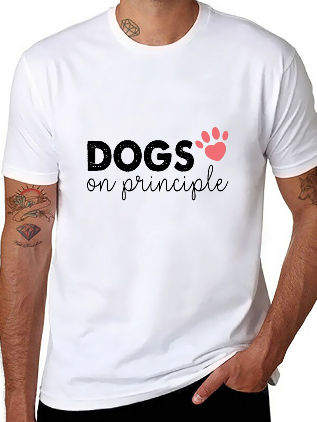 Dogs on Principle T-Shirt - Paw Print Design