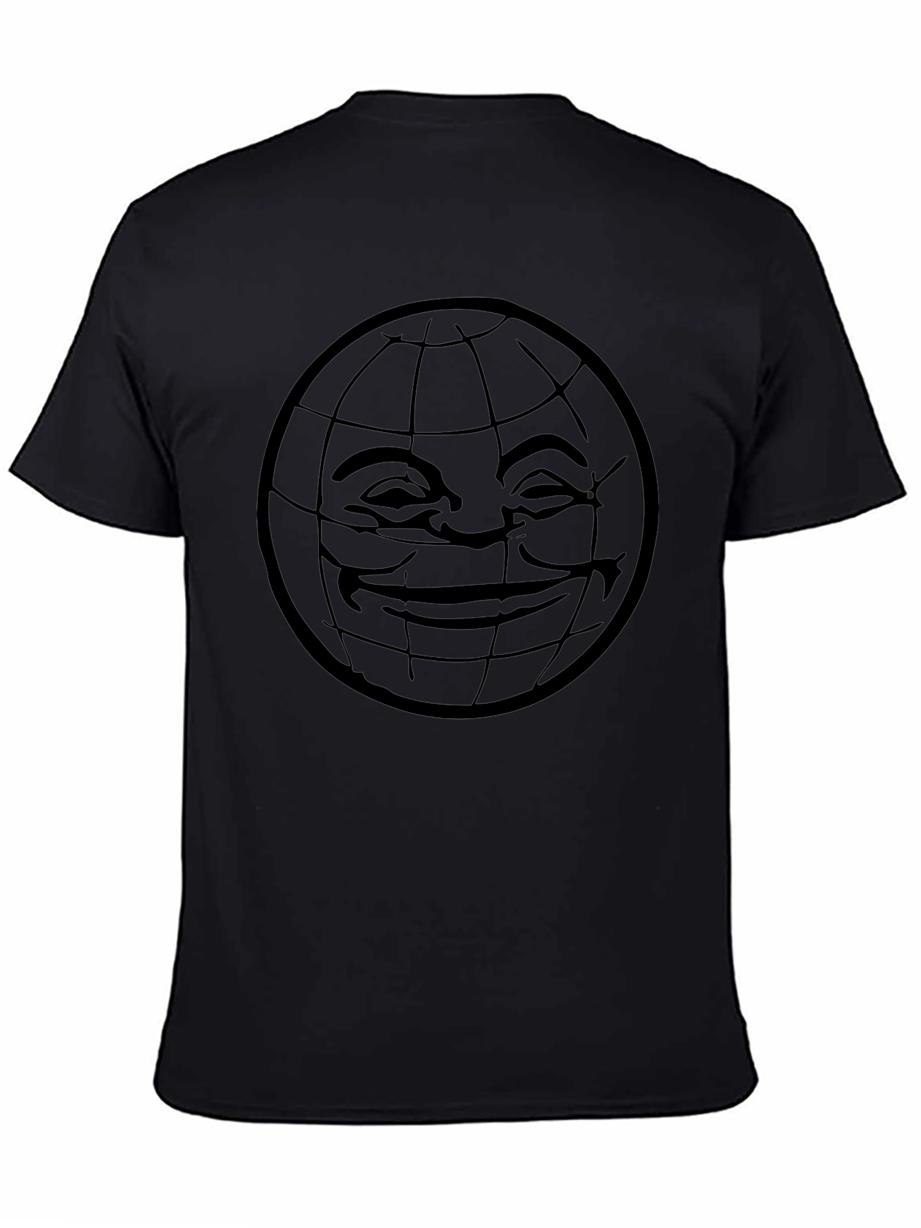 Smiley Globe Graphic Tee - Black Comfort Fit