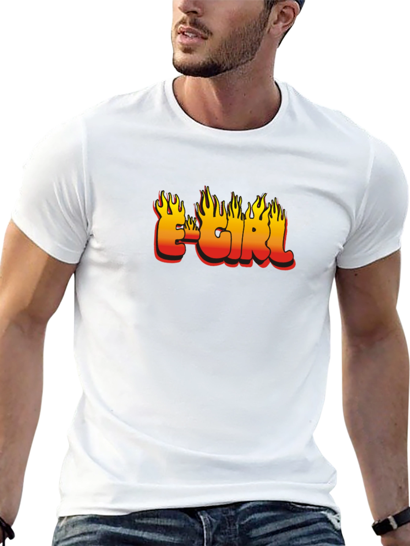 E-Girl Flame Graphic Black T-Shirt