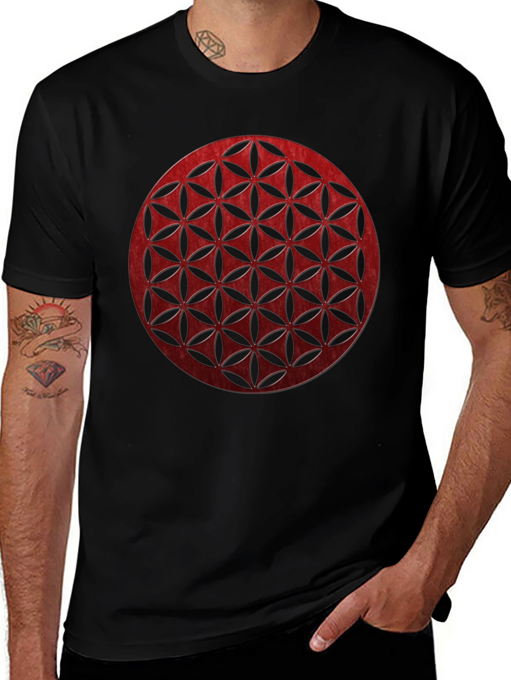 Geometric Circle Graphic Tee - Modern Black T-Shirt