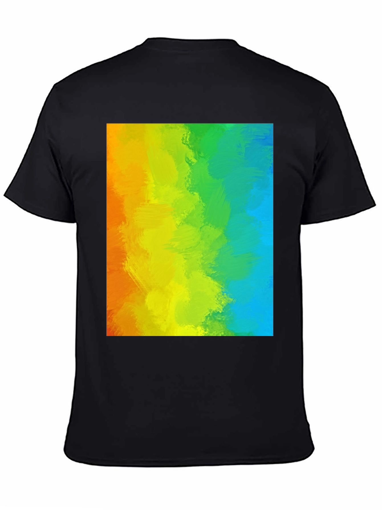 Rainbow Brushstroke Graphic Tee - Mens Black T-Shirt