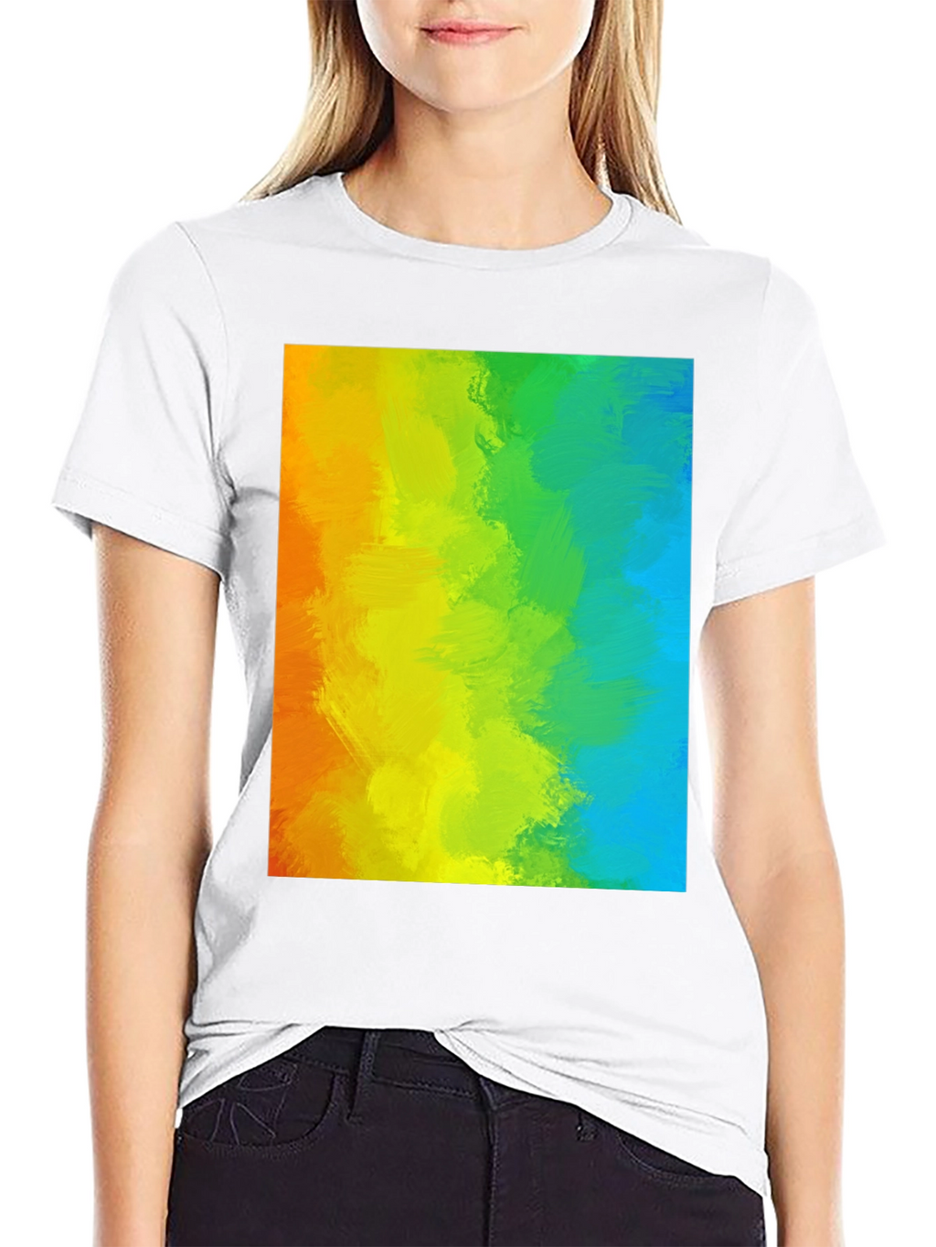Rainbow Brushstroke Graphic Tee - Mens Black T-Shirt