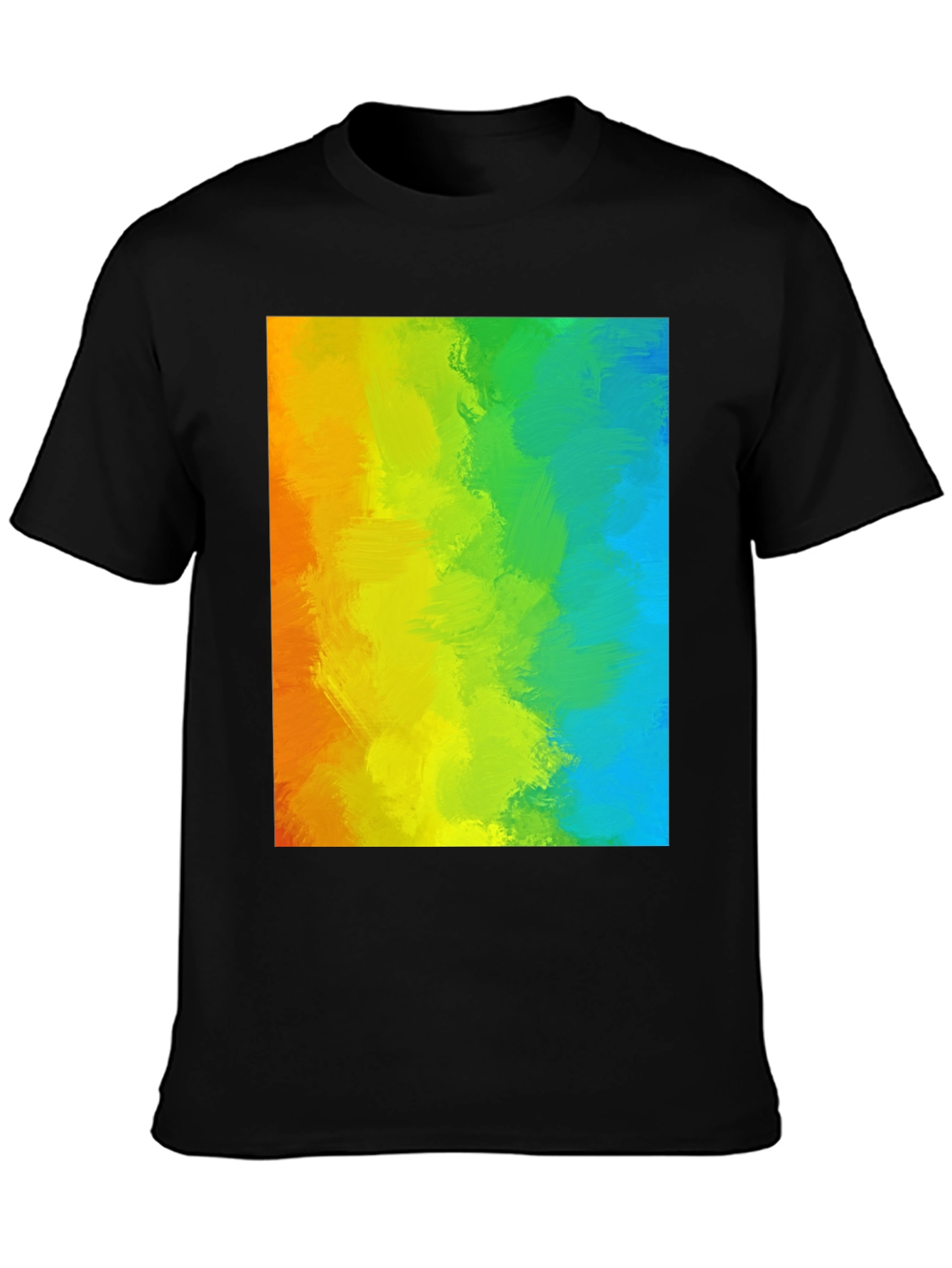 Rainbow Brushstroke Graphic Tee - Mens Black T-Shirt