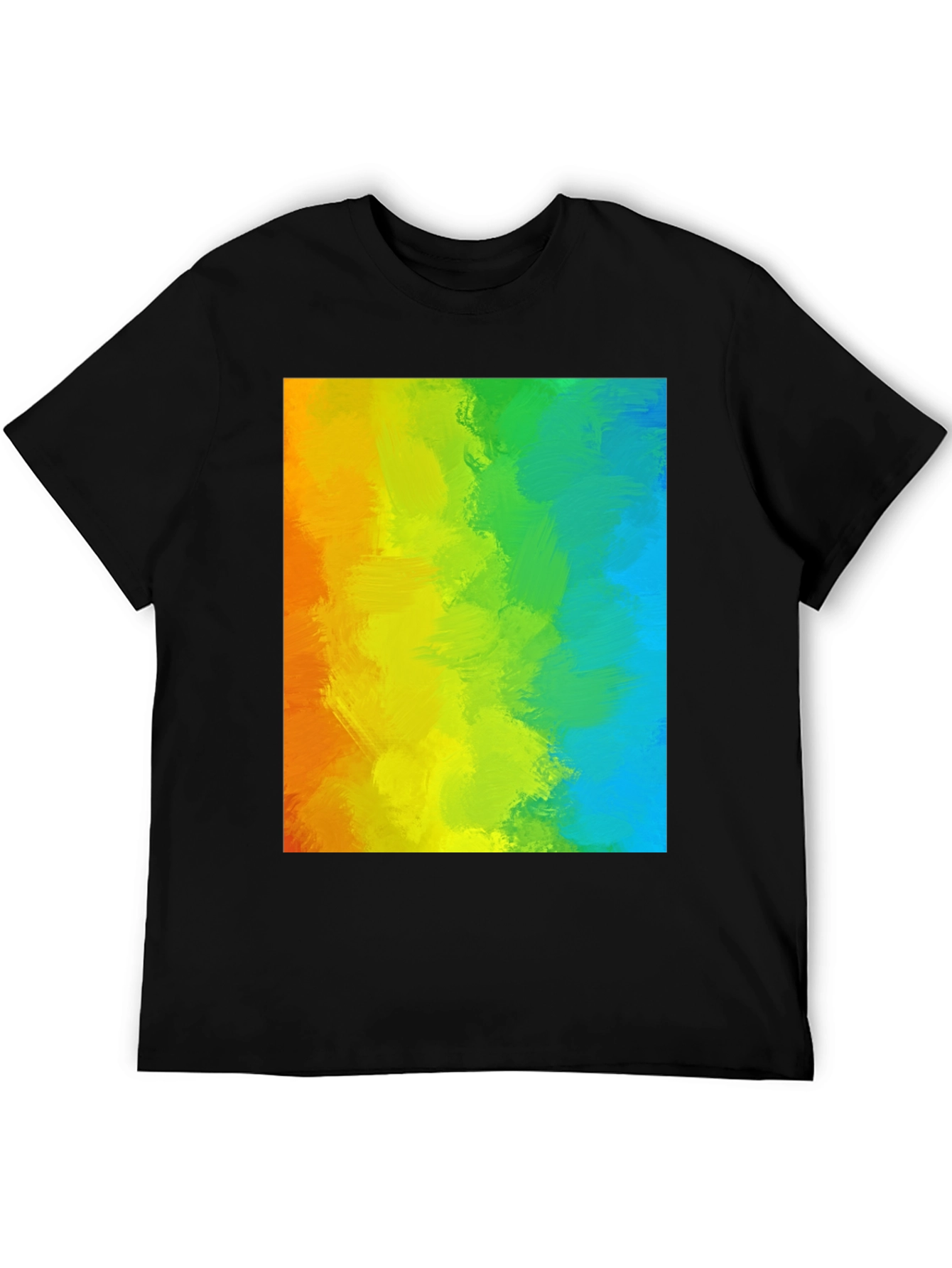 Rainbow Brushstroke Graphic Tee - Mens Black T-Shirt