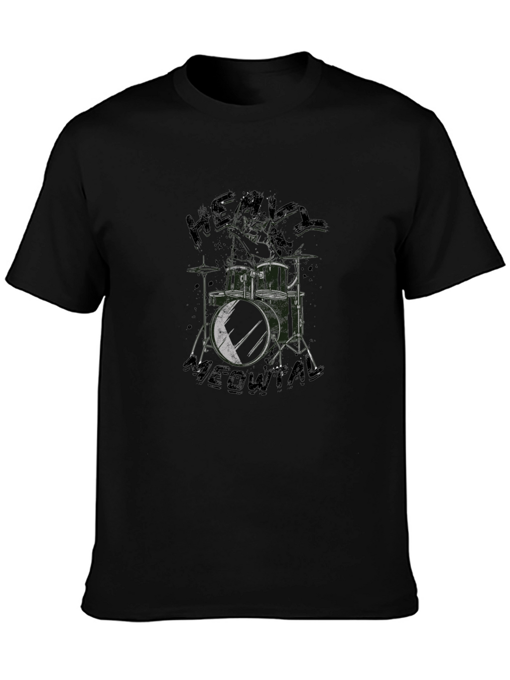Heavy Meowtal Drum Kit Black T-Shirt