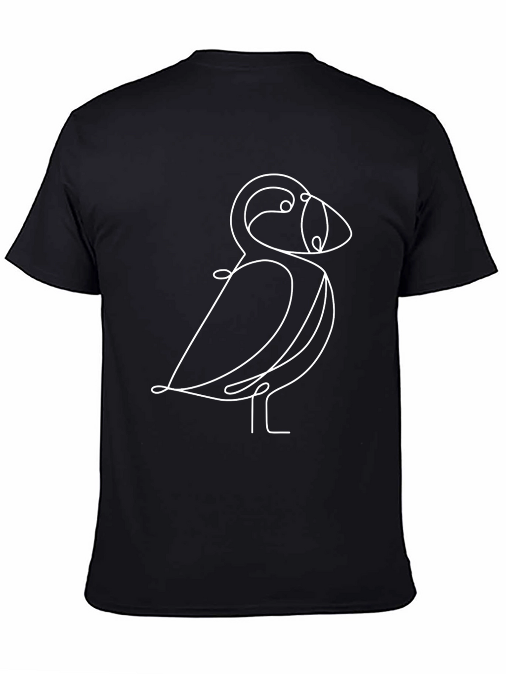 Puffin Line Art Black T-Shirt