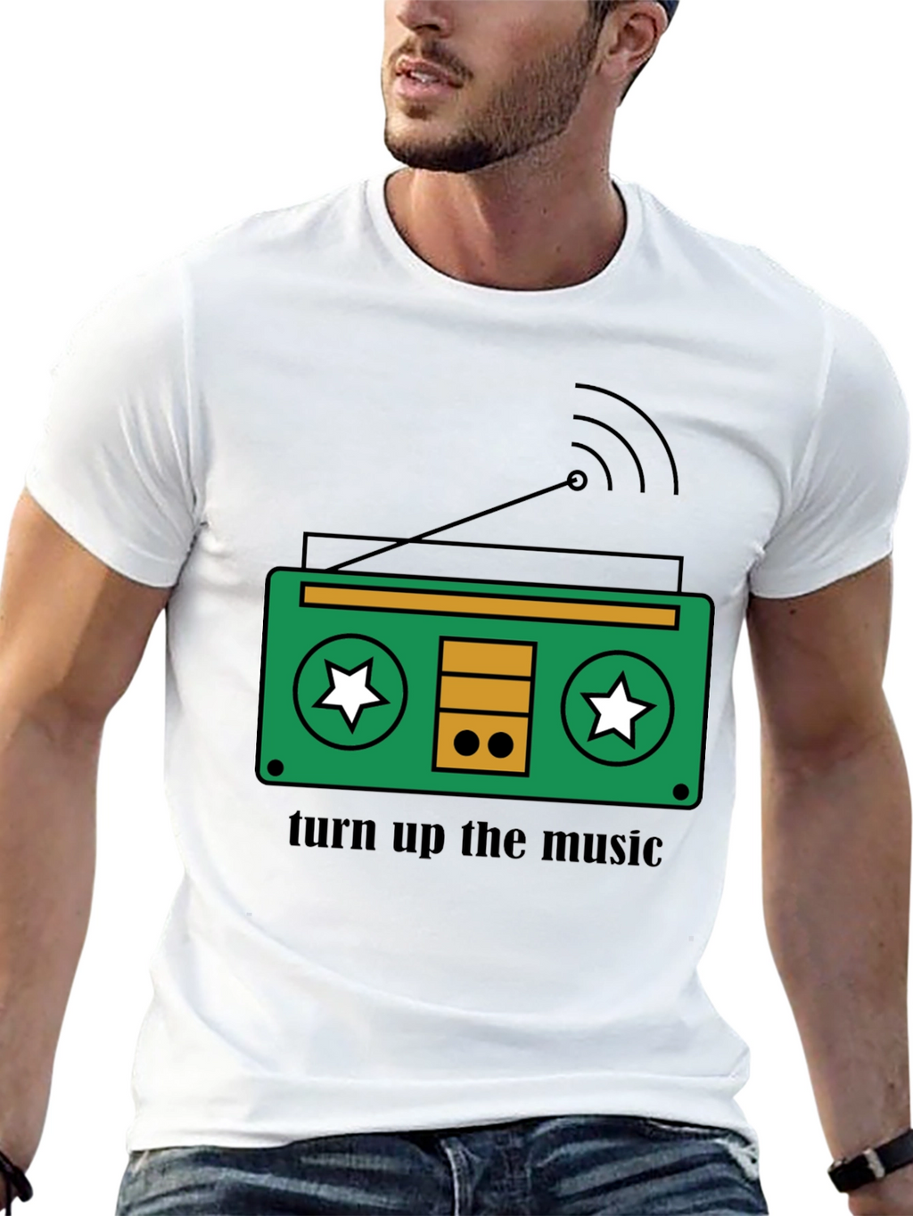 Retro Radio T-Shirt - Turn Up The Music!