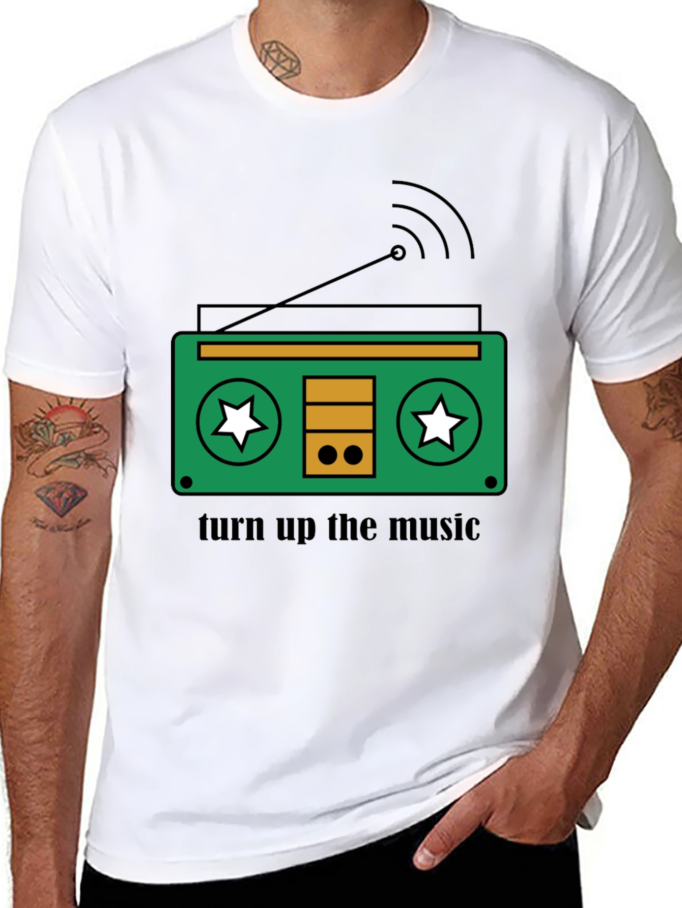 Retro Radio T-Shirt - Turn Up The Music!