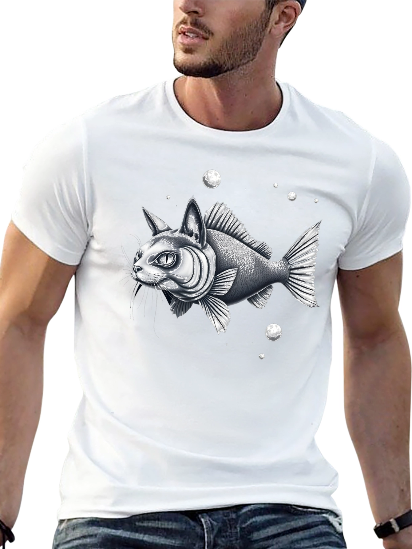Catfish Graphic Tee - Unique Animal Hybrid Design