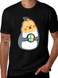 Cockatiel Peace Sign Graphic Tee - Black Cotton Blend