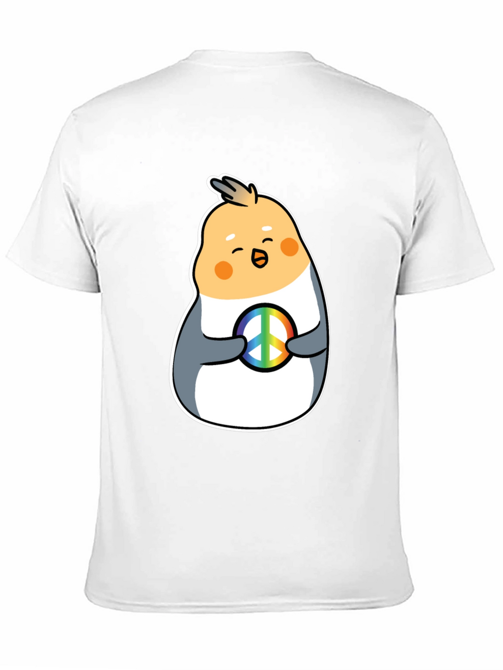 Cockatiel Peace Sign Graphic Tee - Black Cotton Blend