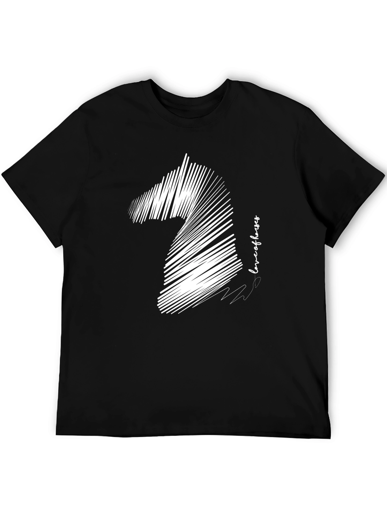 Horse Lover Scribble Tee - Stylish Mens Black T-Shirt