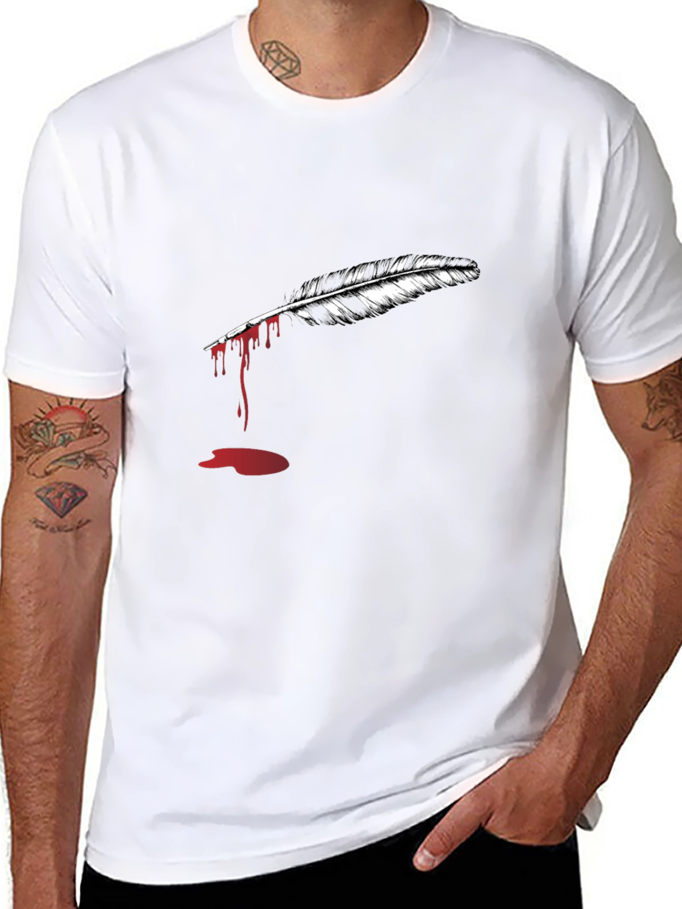 Feather Graphic Black T-Shirt